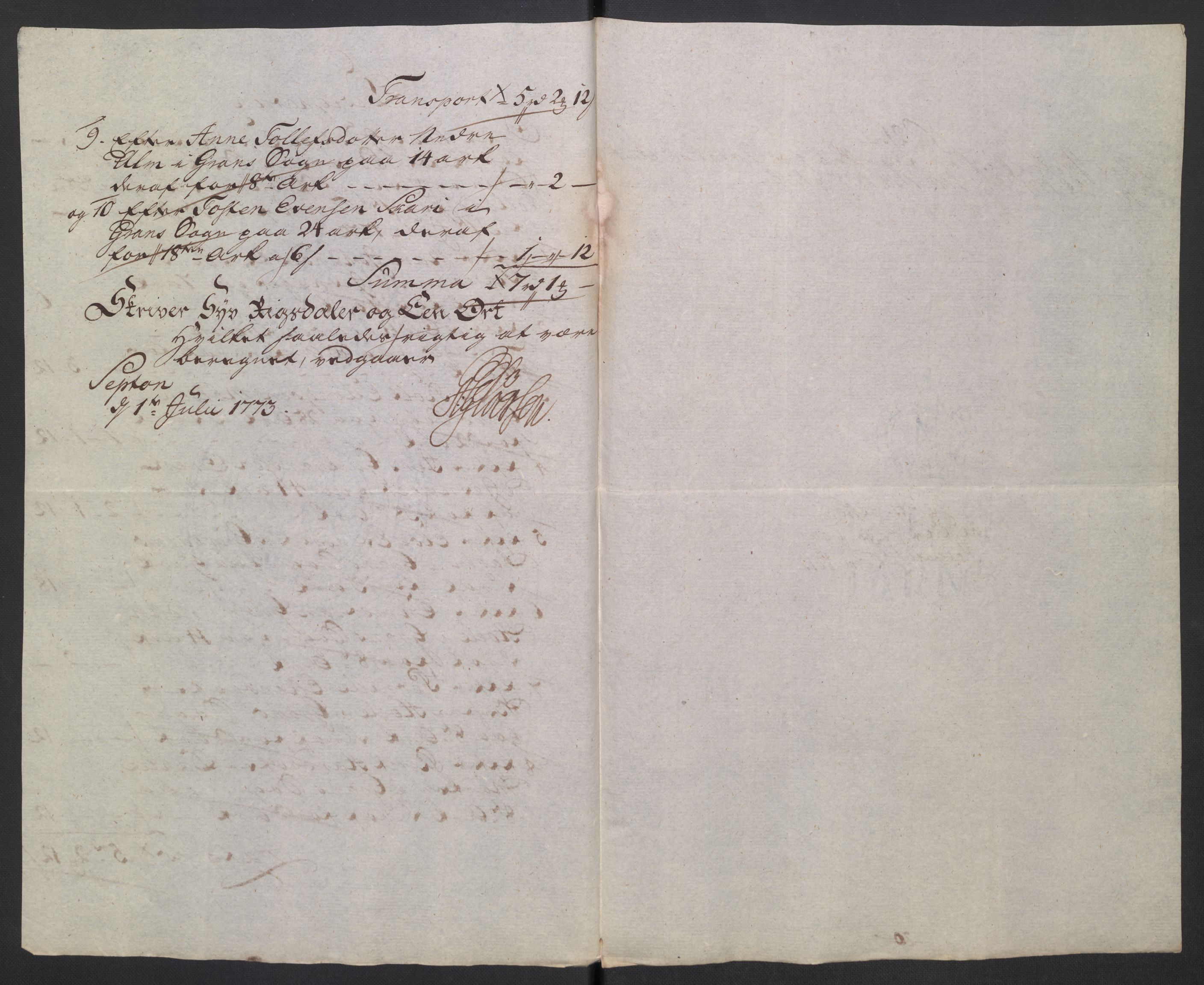 Rentekammeret inntil 1814, Reviderte regnskaper, Mindre regnskaper, AV/RA-EA-4068/Rb/L0014: Opplands amt, 1771-1779, p. 159