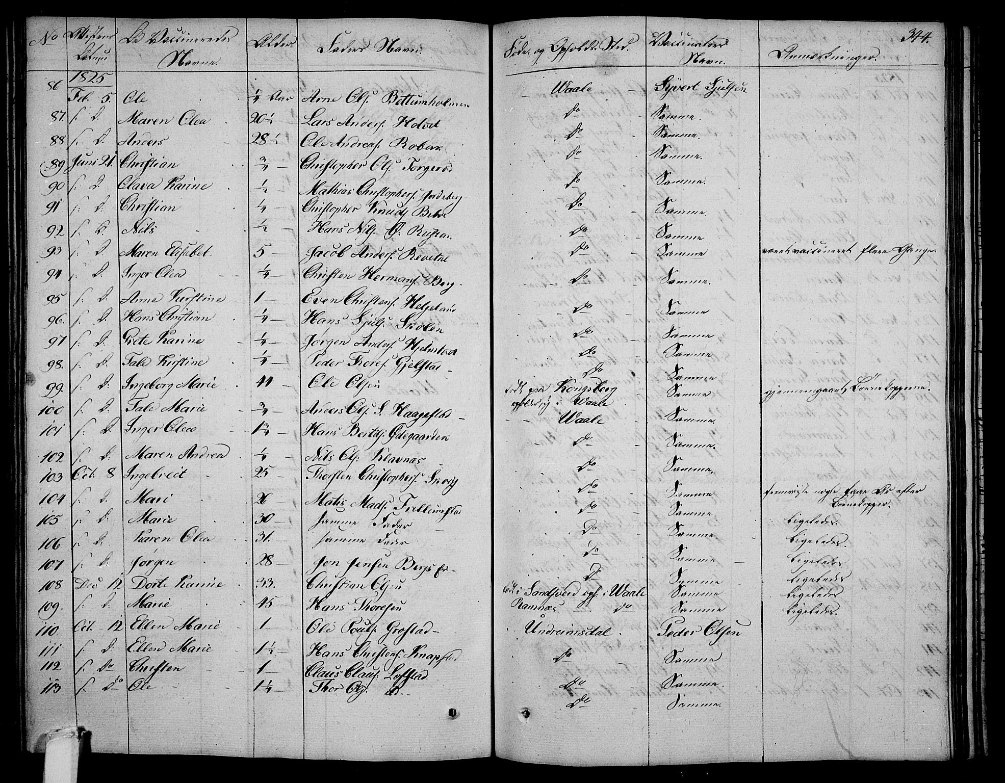 Våle kirkebøker, AV/SAKO-A-334/F/Fa/L0008: Parish register (official) no. I 8, 1824-1844, p. 344