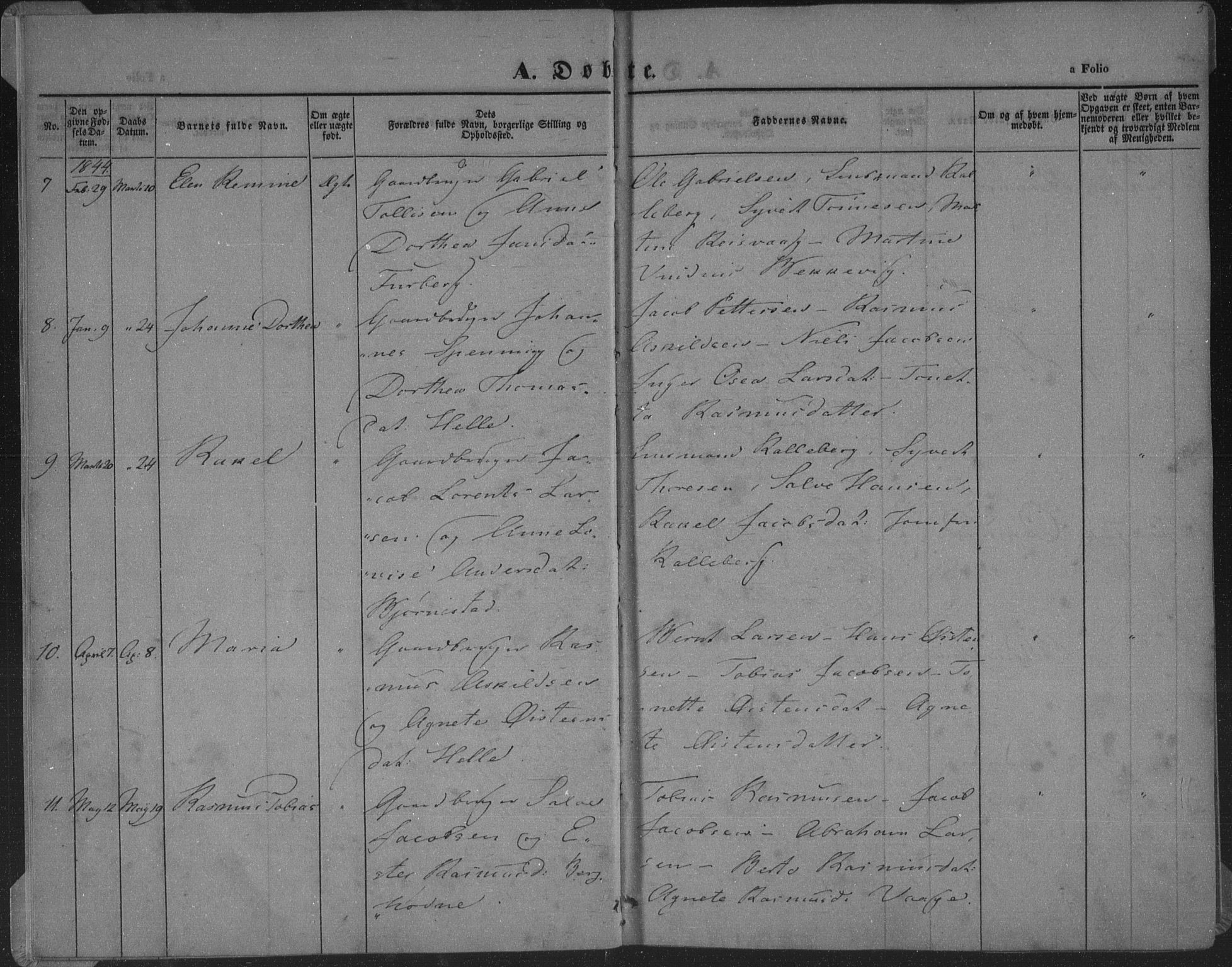 Herad sokneprestkontor, AV/SAK-1111-0018/F/Fa/Fab/L0003: Parish register (official) no. A 3, 1844-1853, p. 5