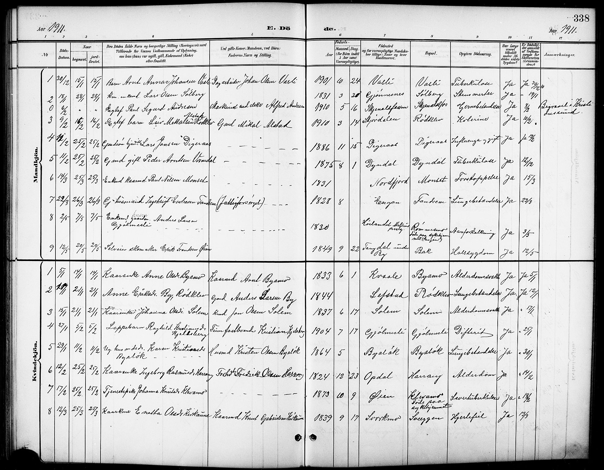 Ministerialprotokoller, klokkerbøker og fødselsregistre - Sør-Trøndelag, AV/SAT-A-1456/668/L0819: Parish register (copy) no. 668C08, 1899-1912, p. 338