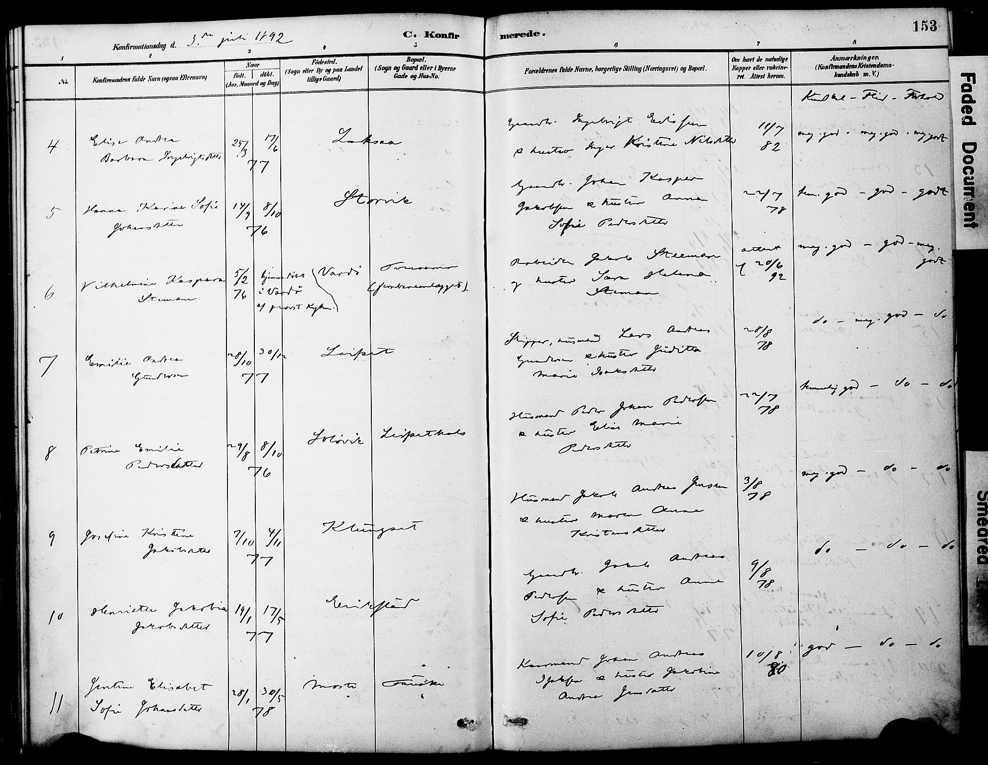 Ministerialprotokoller, klokkerbøker og fødselsregistre - Nordland, AV/SAT-A-1459/849/L0690: Parish register (official) no. 849A02, 1890-1897, p. 153