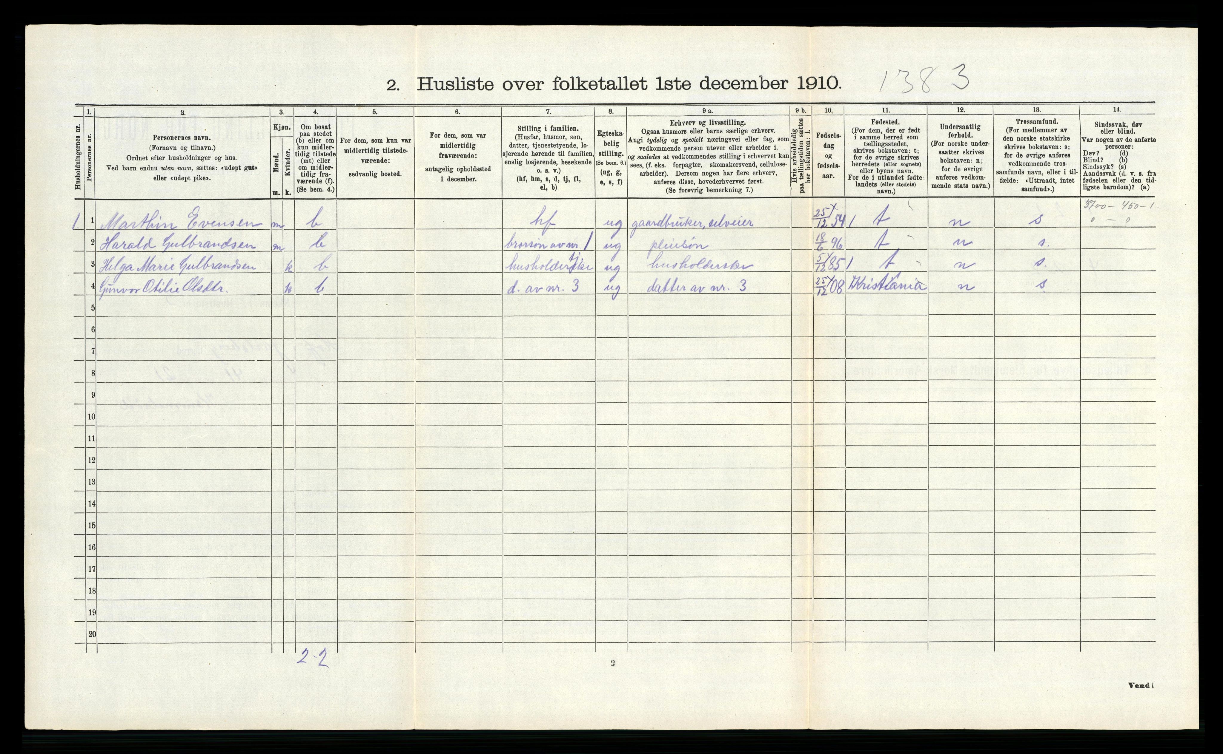 RA, 1910 census for Hof, 1910, p. 499