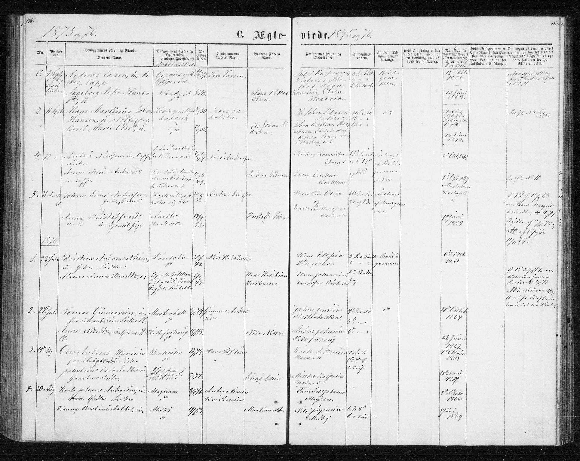 Ibestad sokneprestembete, AV/SATØ-S-0077/H/Ha/Hab/L0013klokker: Parish register (copy) no. 13, 1865-1879, p. 136