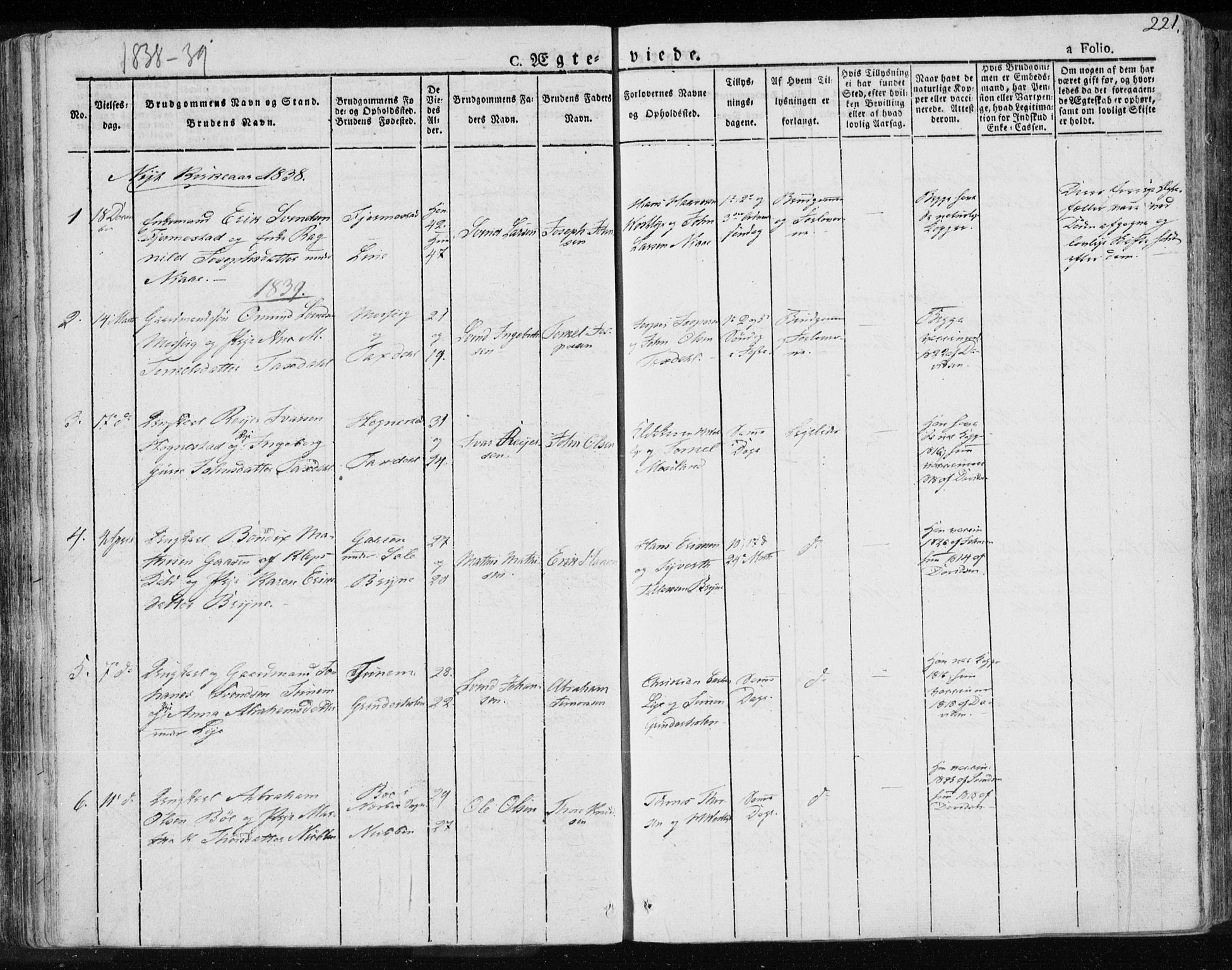 Lye sokneprestkontor, AV/SAST-A-101794/001/30BA/L0004: Parish register (official) no. A 4, 1826-1841, p. 221