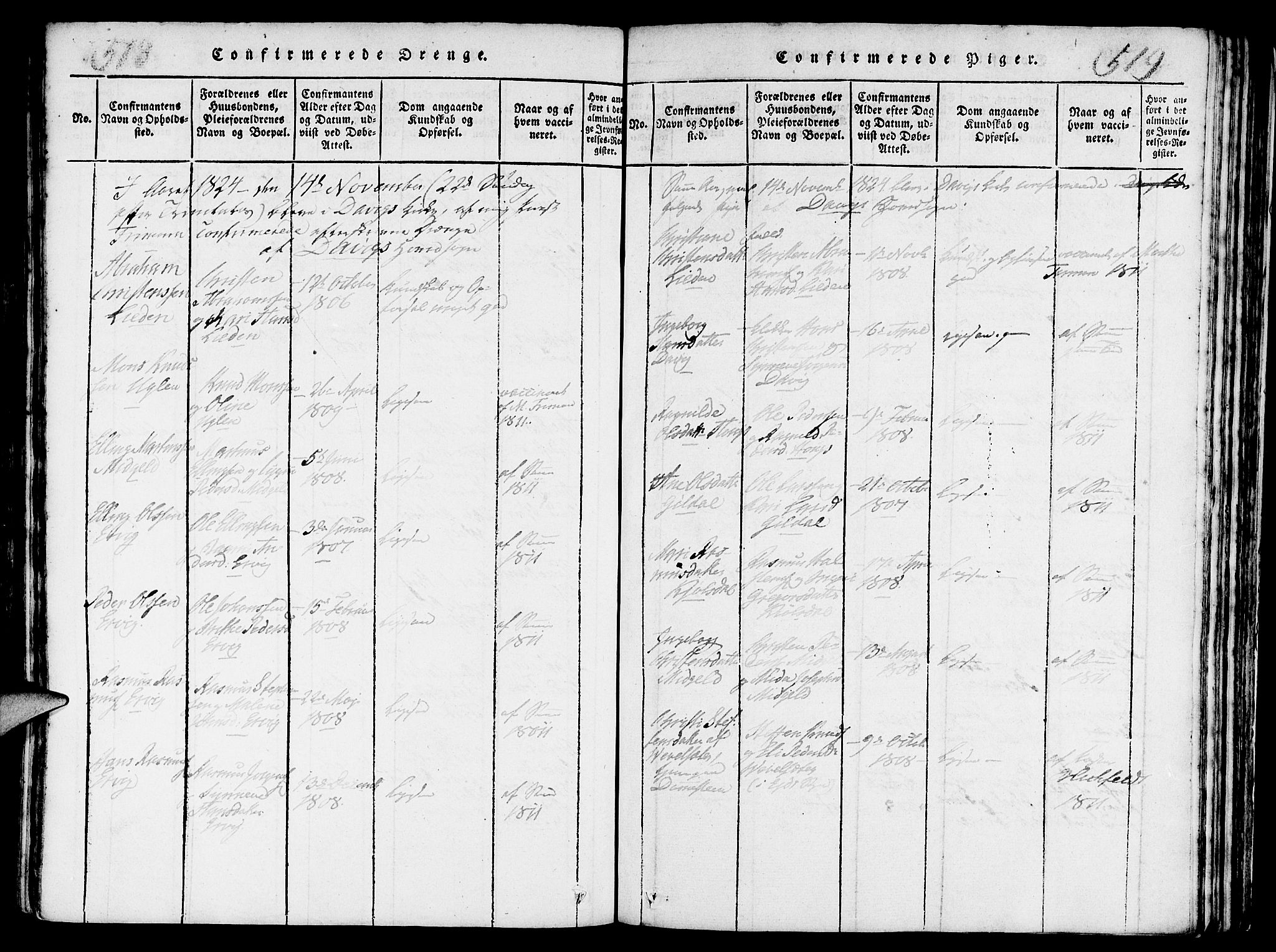 Davik sokneprestembete, AV/SAB-A-79701/H/Haa/Haaa/L0003: Parish register (official) no. A 3, 1816-1830, p. 518-519