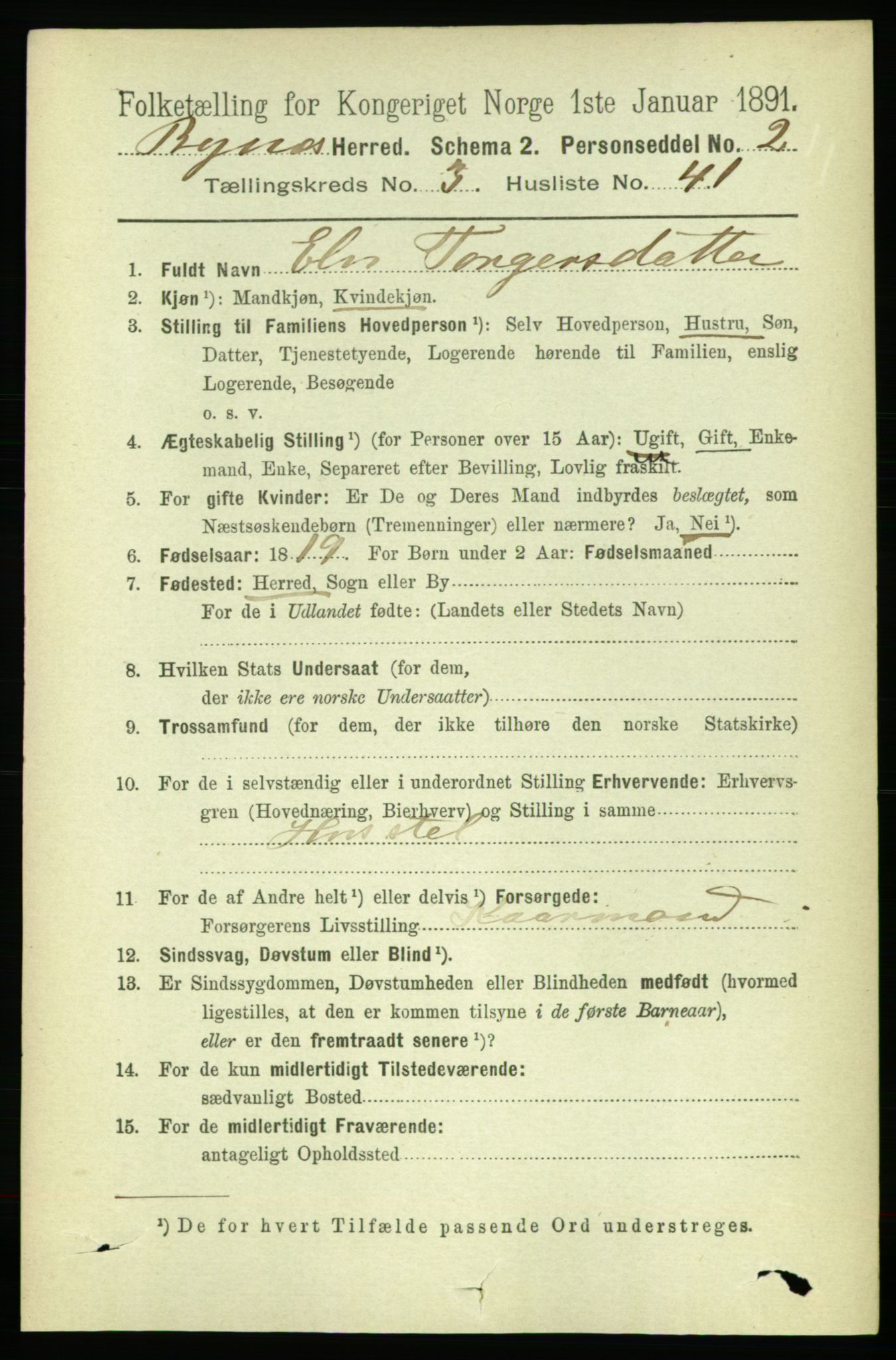 RA, 1891 census for 1655 Byneset, 1891, p. 1505