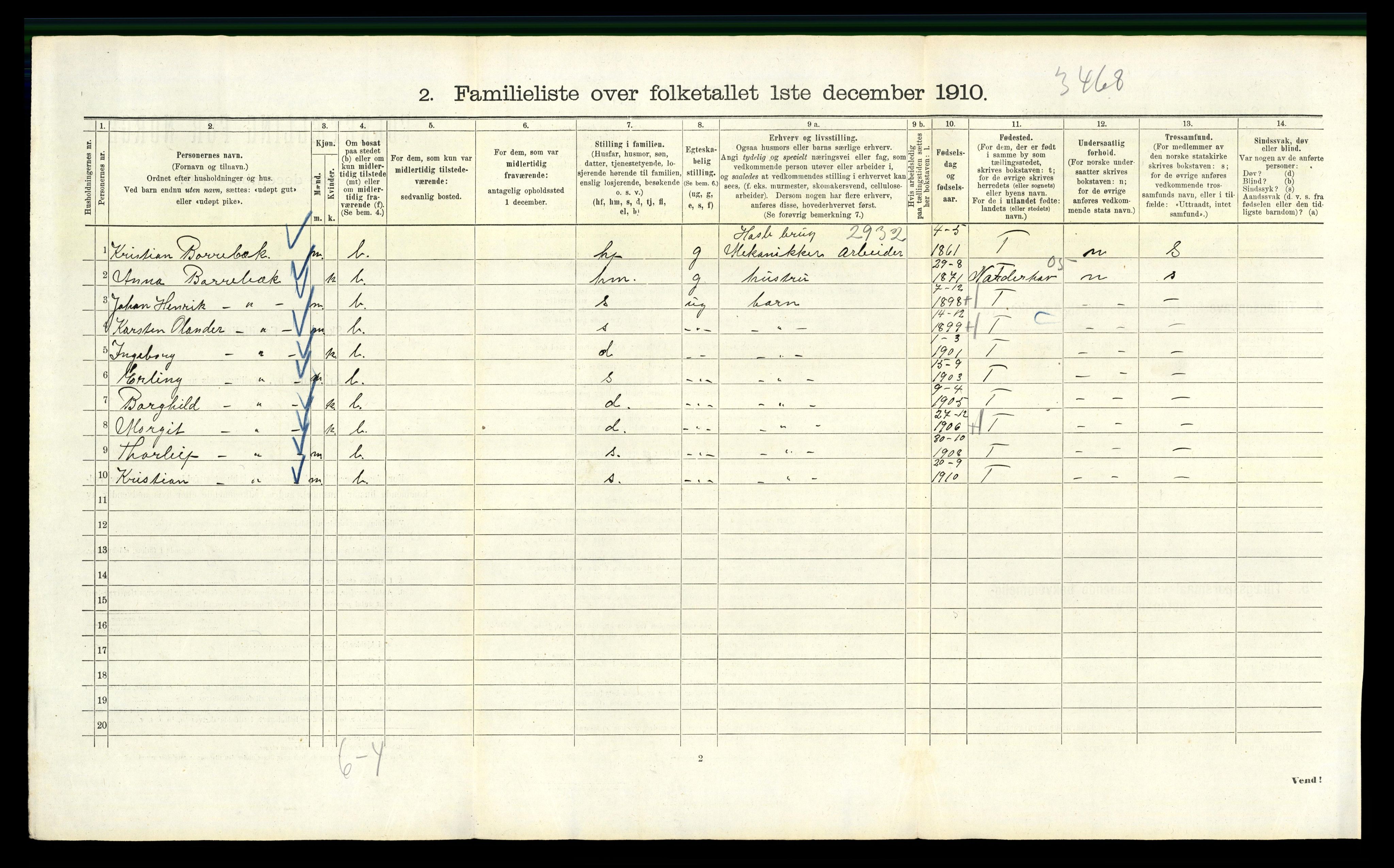 RA, 1910 census for Kristiania, 1910, p. 103208