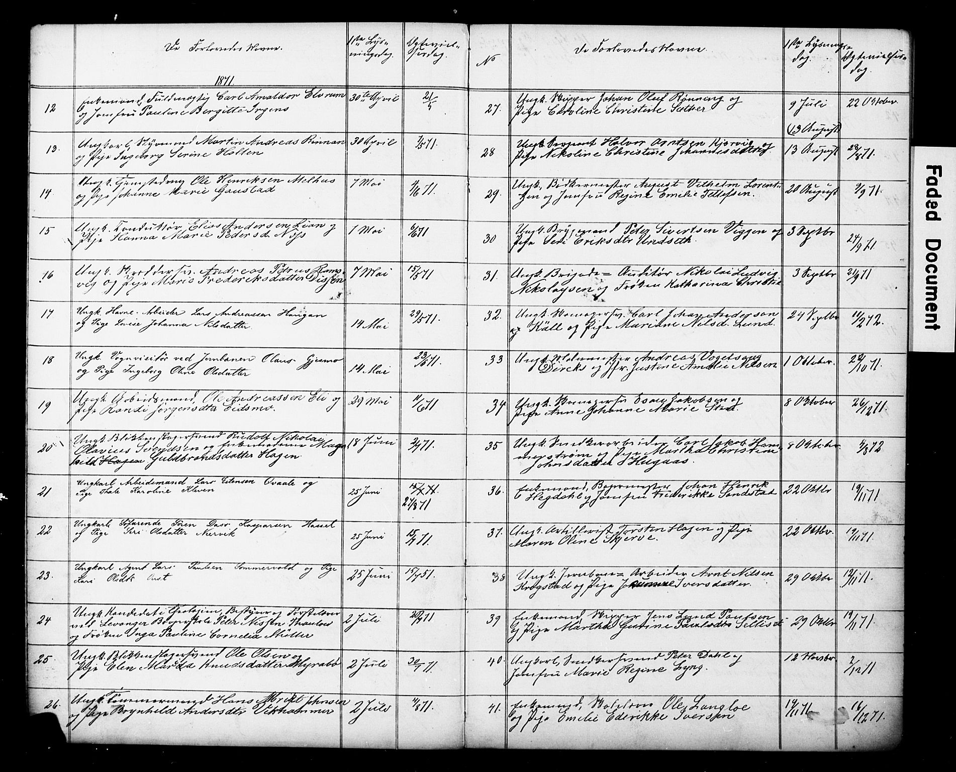 Ministerialprotokoller, klokkerbøker og fødselsregistre - Sør-Trøndelag, AV/SAT-A-1456/601/L0059: Banns register no. 601A27, 1870-1911