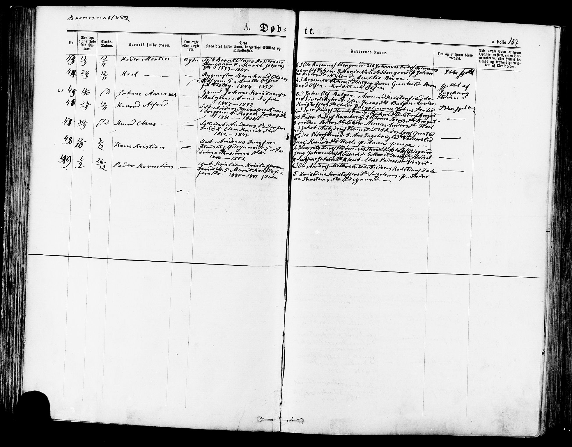 Ministerialprotokoller, klokkerbøker og fødselsregistre - Møre og Romsdal, SAT/A-1454/568/L0806: Parish register (official) no. 568A12 /3, 1878-1884, p. 157