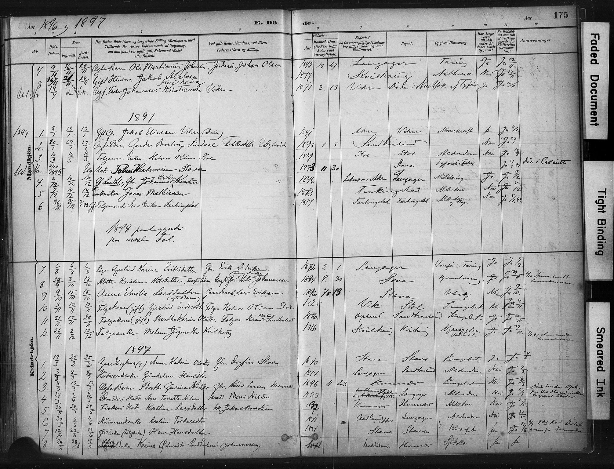 Skudenes sokneprestkontor, SAST/A -101849/H/Ha/Haa/L0010: Parish register (official) no. A 7, 1882-1912, p. 175