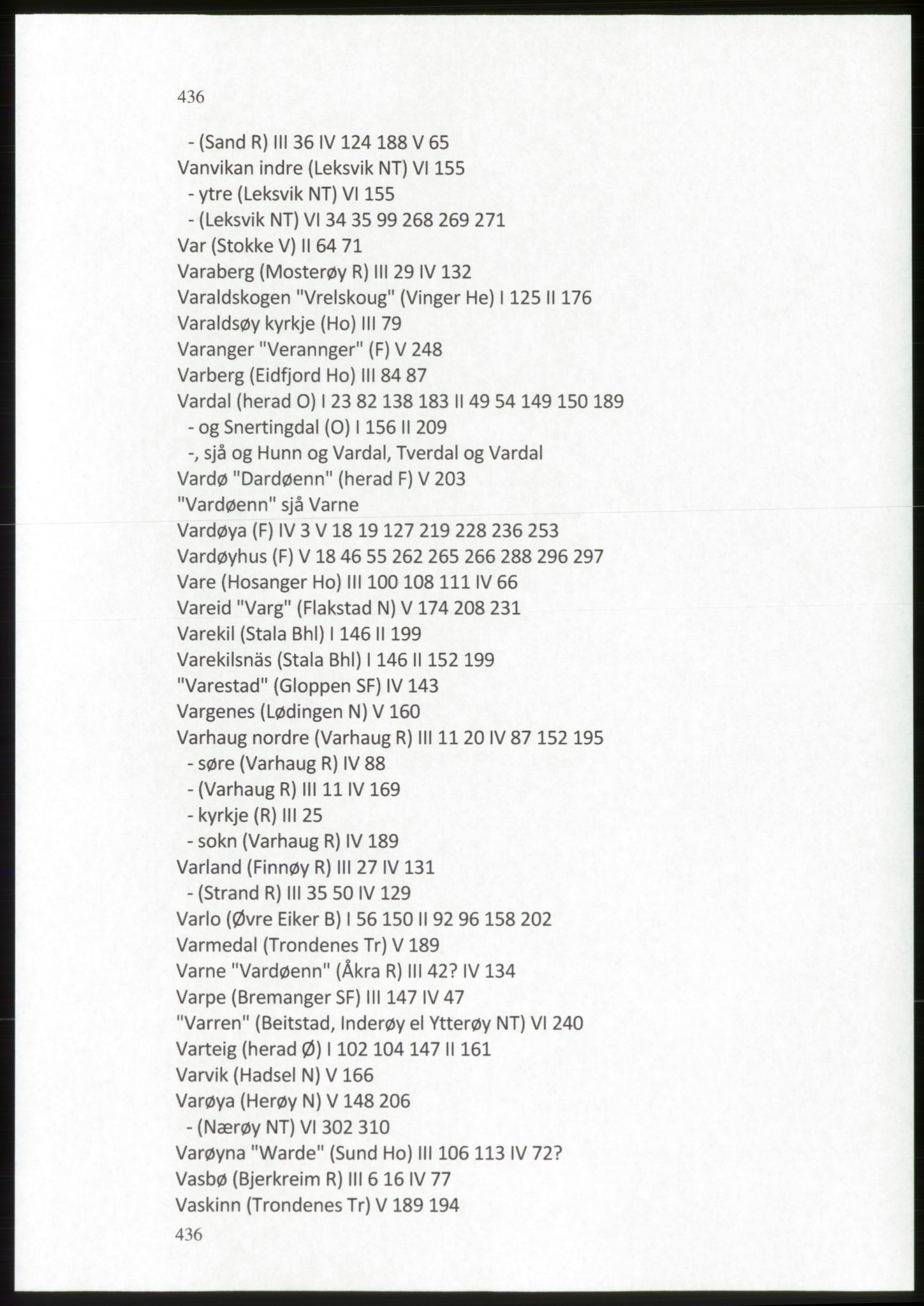Publikasjoner utgitt av Arkivverket, PUBL/PUBL-001/C/0009: Stedsnavnregister, 1548-1567, p. 436