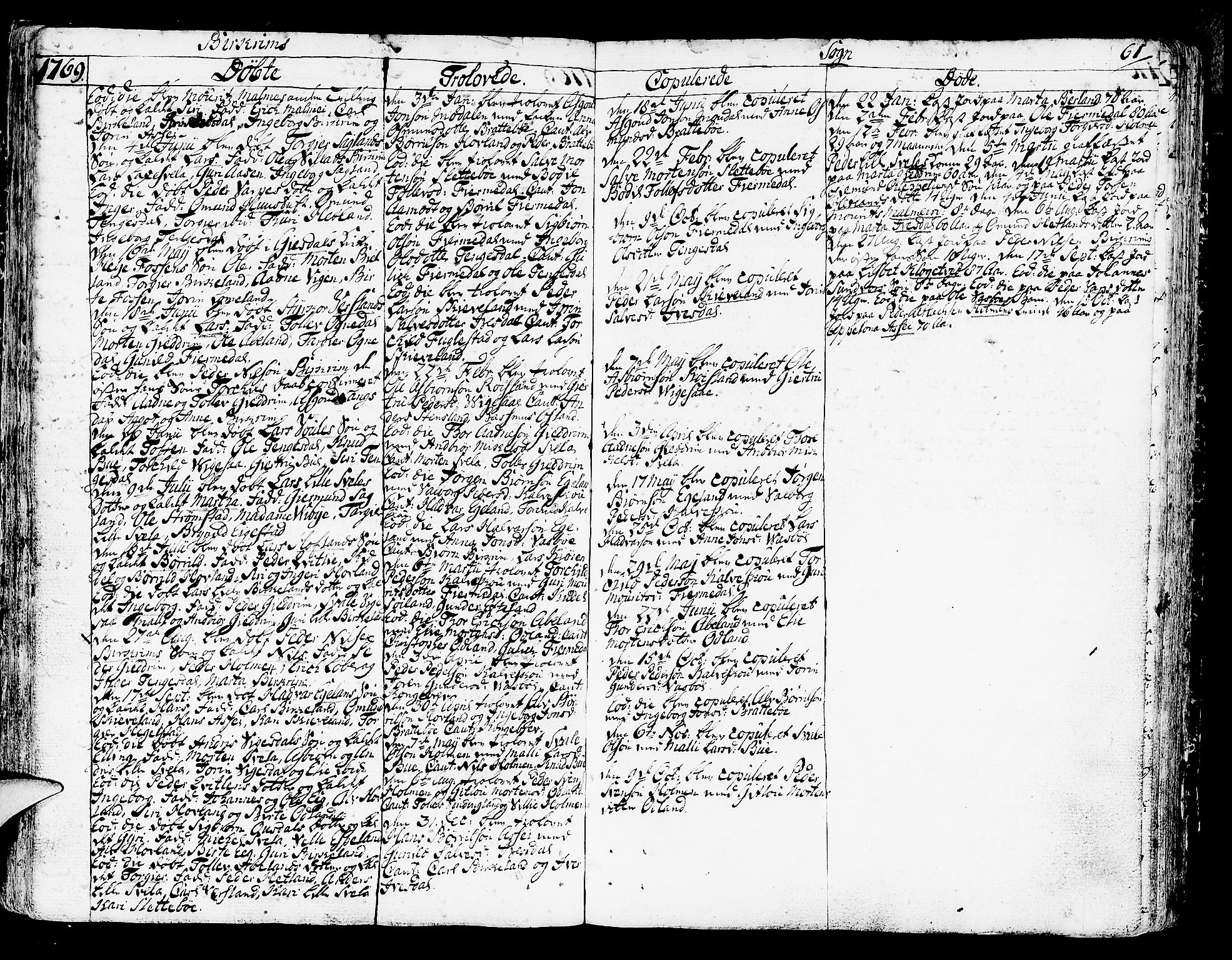 Helleland sokneprestkontor, AV/SAST-A-101810: Parish register (official) no. A 2 /2, 1762-1791, p. 61