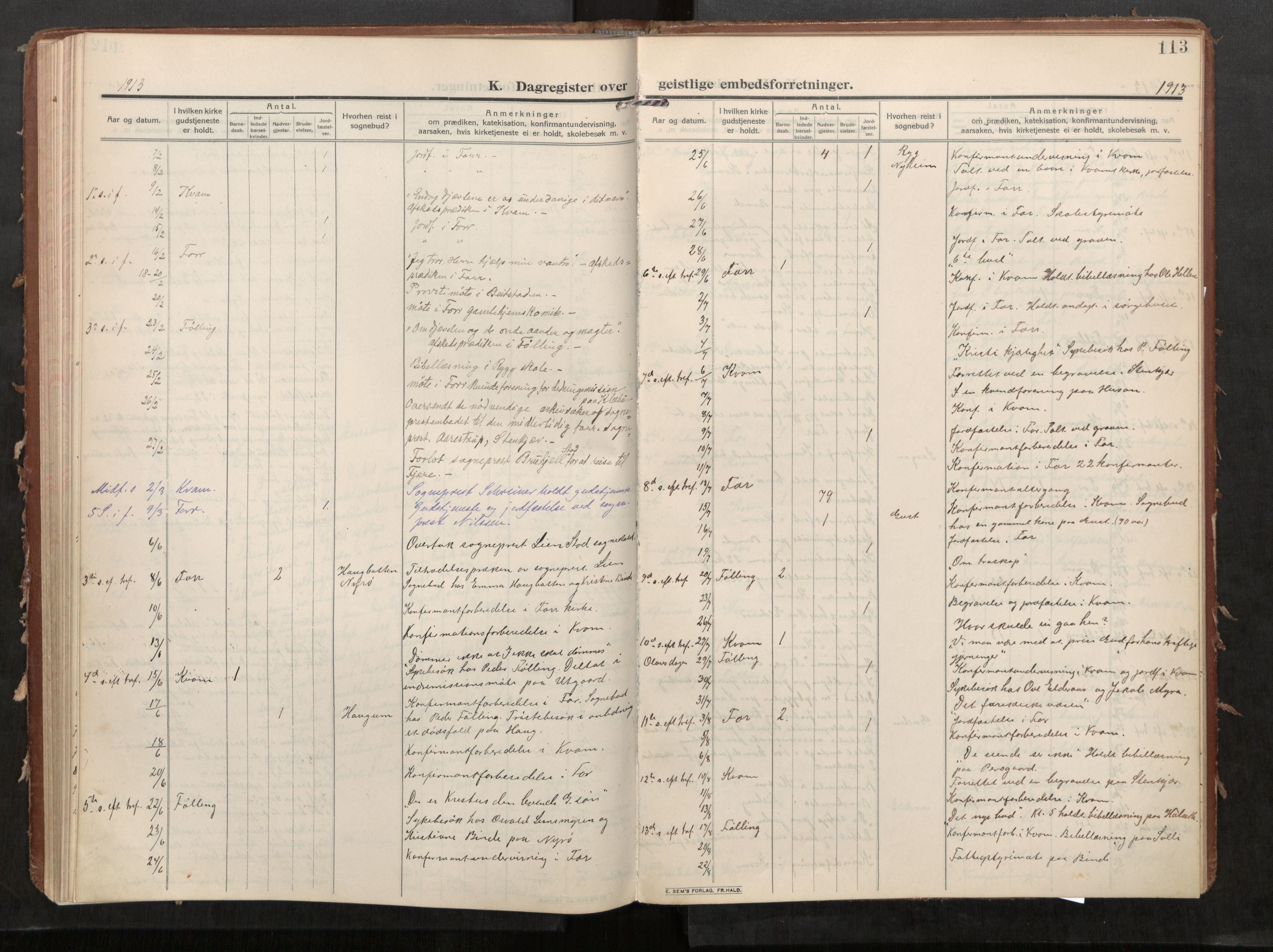Stod sokneprestkontor, SAT/A-1164/1/I/I1/I1a/L0002: Parish register (official) no. 2, 1909-1922, p. 113