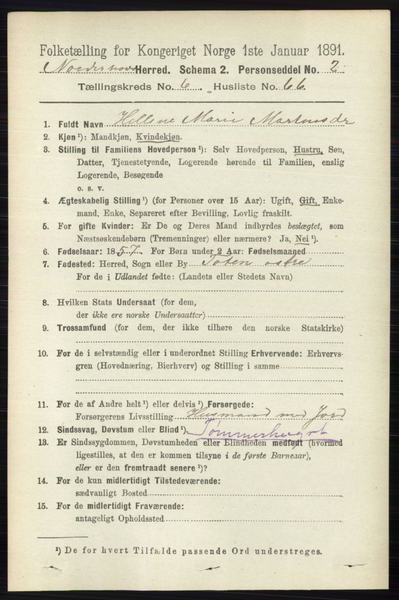 RA, 1891 census for 0613 Norderhov, 1891, p. 4377