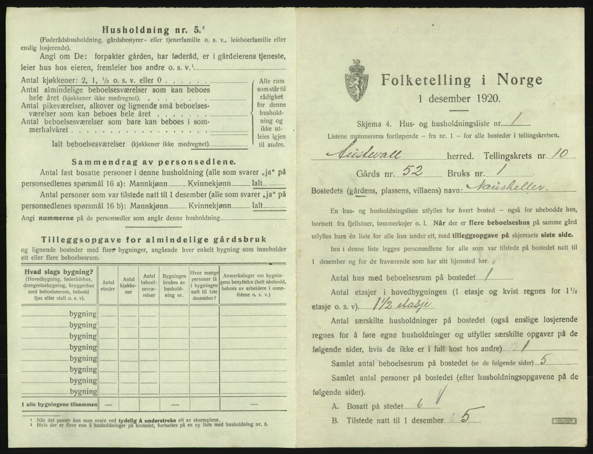 SAB, 1920 census for Austevoll, 1920, p. 742