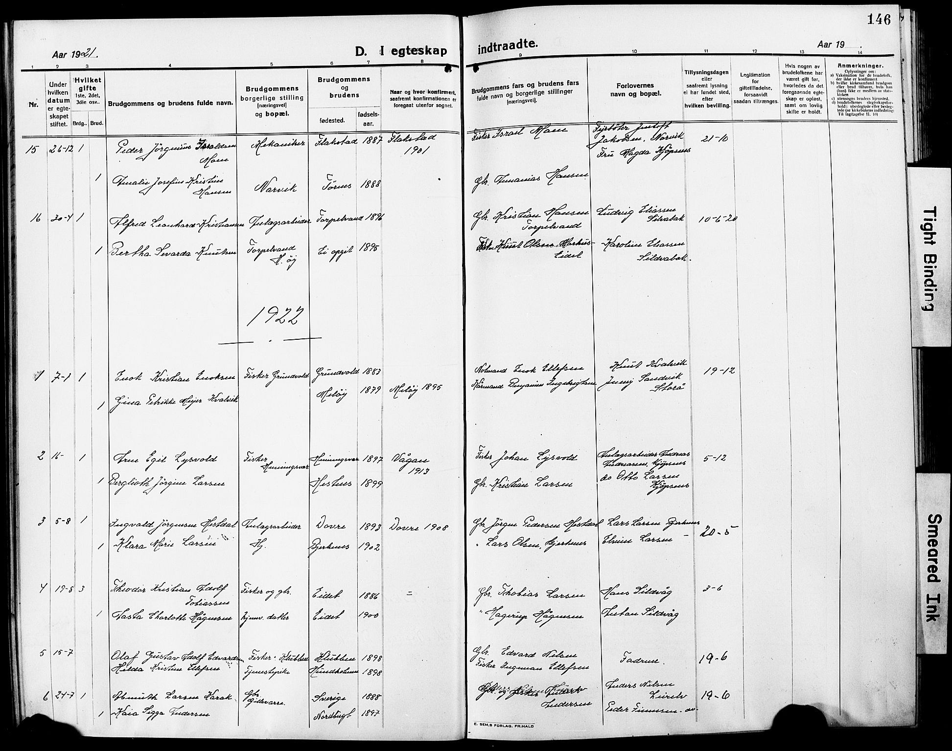 Ministerialprotokoller, klokkerbøker og fødselsregistre - Nordland, AV/SAT-A-1459/861/L0878: Parish register (copy) no. 861C04, 1917-1928, p. 146