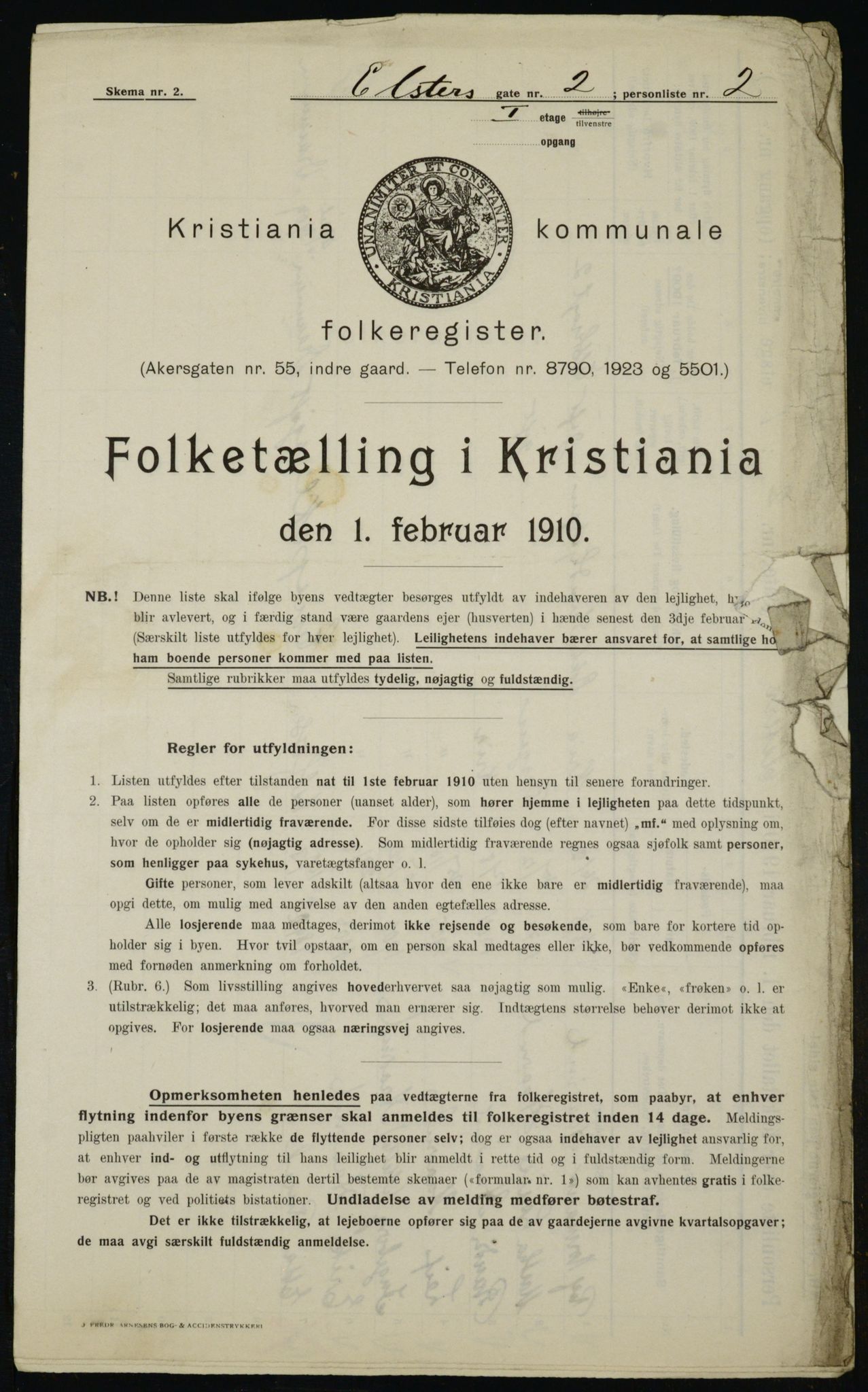 OBA, Municipal Census 1910 for Kristiania, 1910, p. 19087