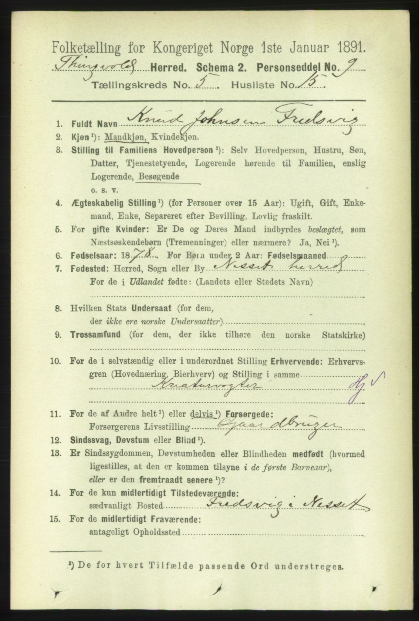 RA, 1891 census for 1560 Tingvoll, 1891, p. 2152