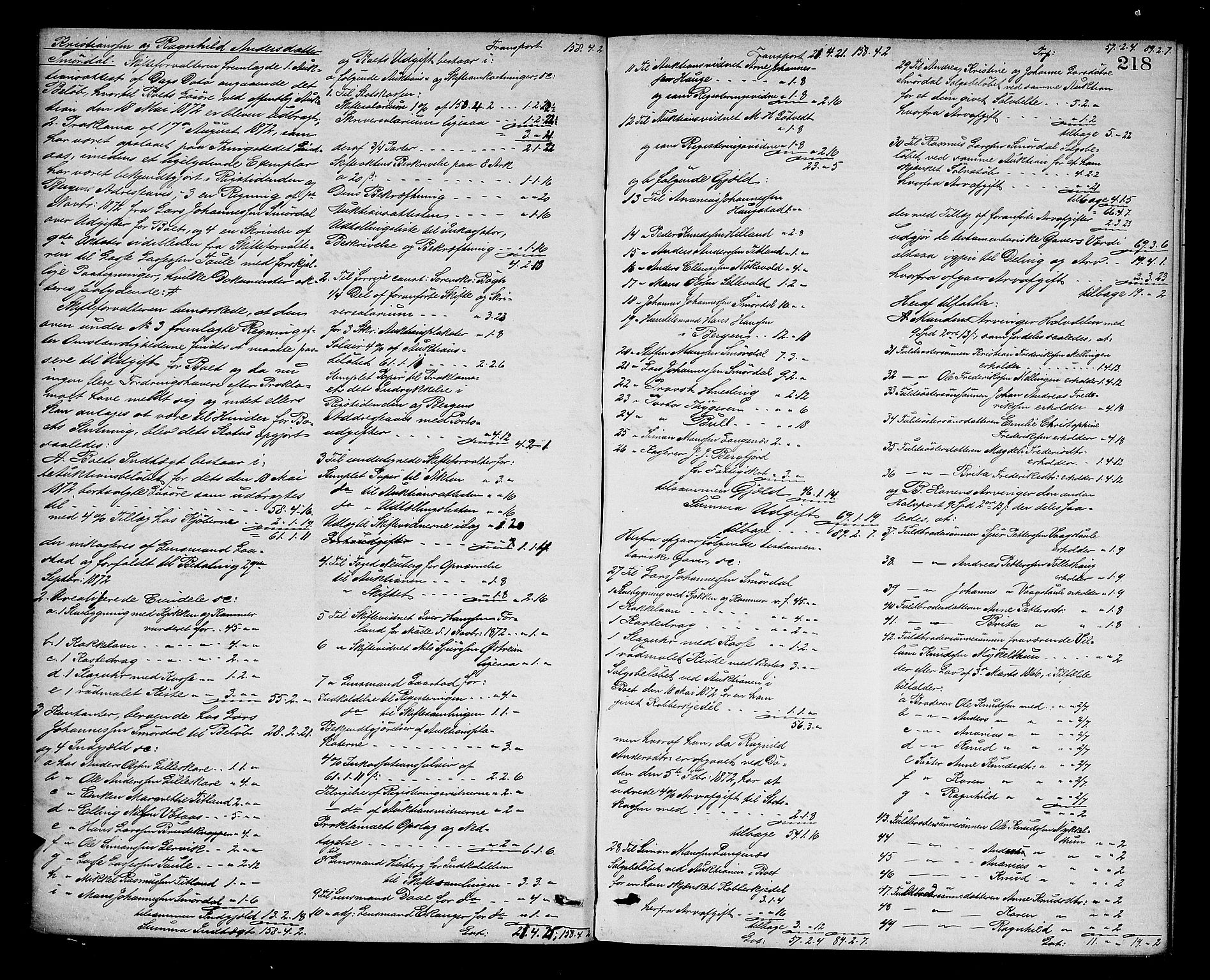 Nordhordland sorenskrivar, AV/SAB-A-2901/1/H/Hd/Hda/L0007: Skifteutlodningsprotokollar, 1869-1874, p. 217b-218a