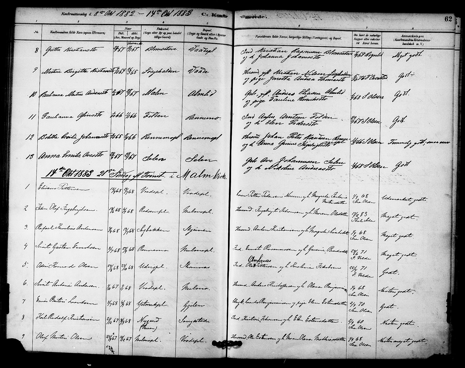 Ministerialprotokoller, klokkerbøker og fødselsregistre - Nord-Trøndelag, SAT/A-1458/745/L0429: Parish register (official) no. 745A01, 1878-1894, p. 62