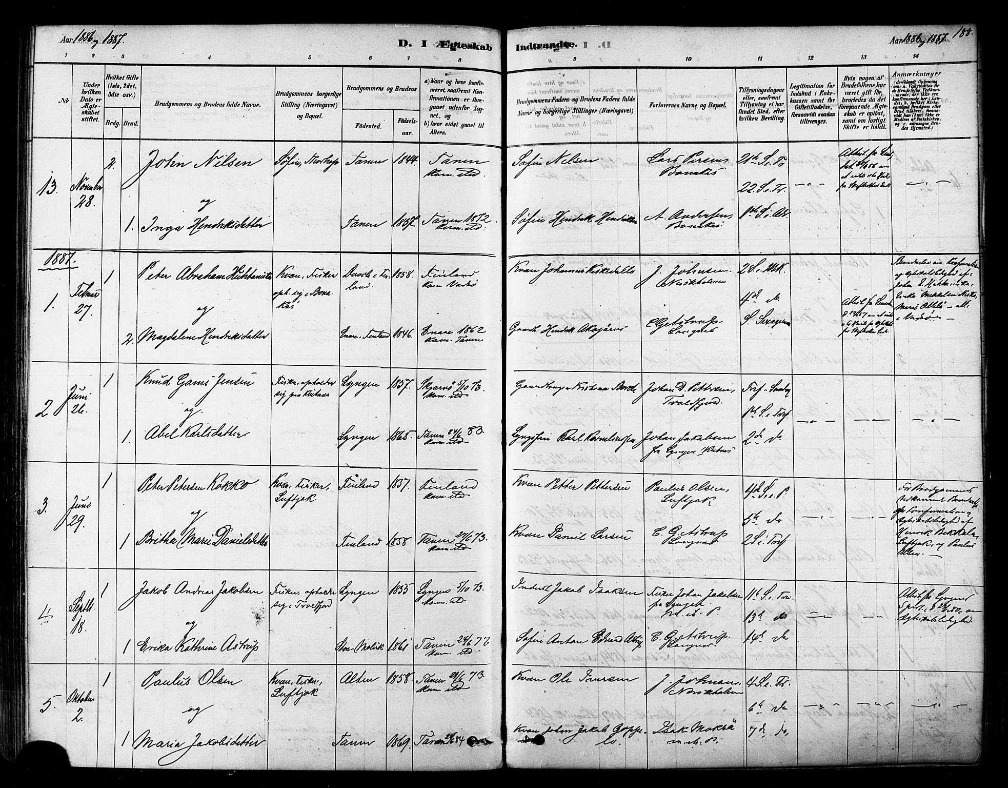 Tana sokneprestkontor, SATØ/S-1334/H/Ha/L0004kirke: Parish register (official) no. 4, 1878-1891, p. 188