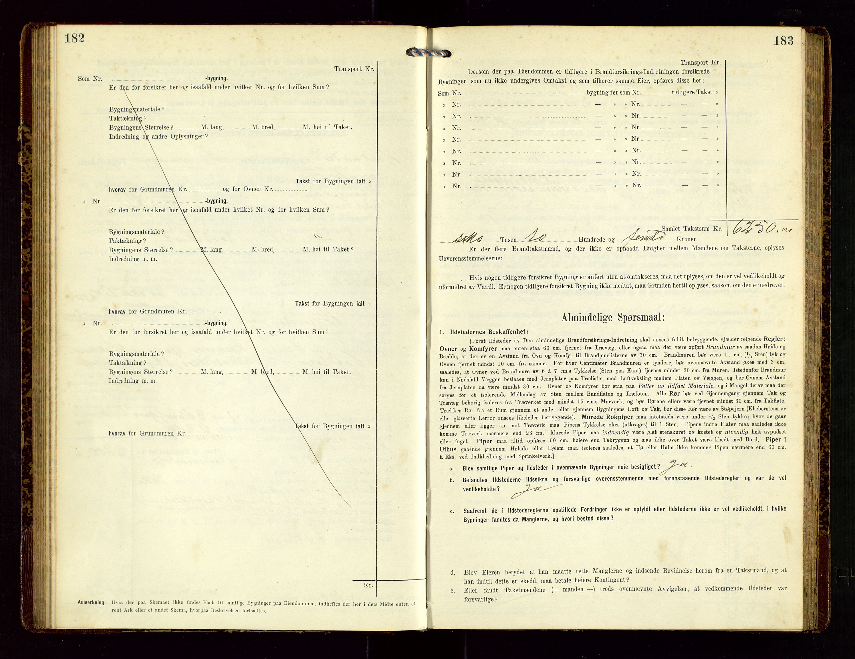 Høyland/Sandnes lensmannskontor, AV/SAST-A-100166/Gob/L0002: "Brandtakstprotokol", 1913-1918, p. 182-183