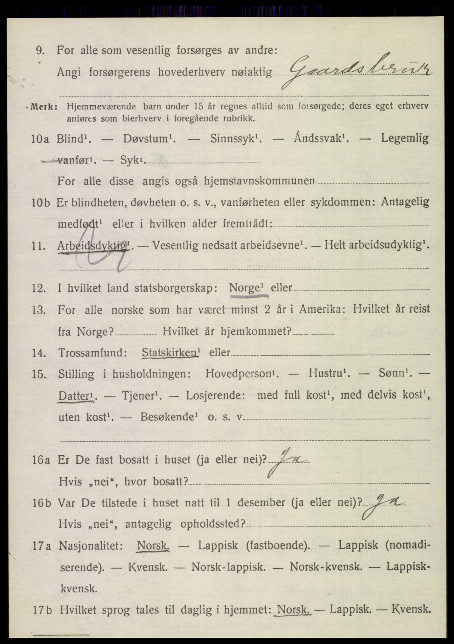 SAT, 1920 census for Tjøtta, 1920, p. 1220