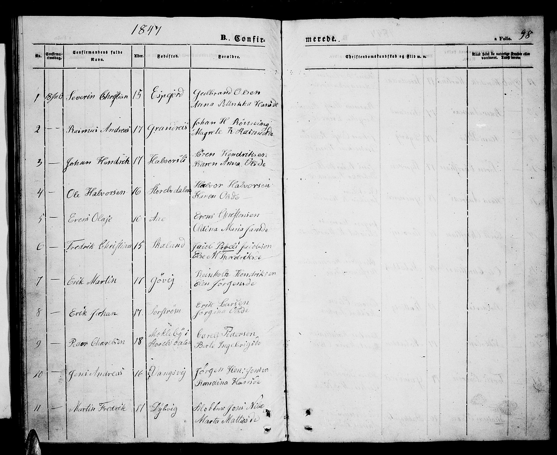 Tranøy sokneprestkontor, SATØ/S-1313/I/Ia/Iab/L0002klokker: Parish register (copy) no. 2, 1847-1860, p. 98