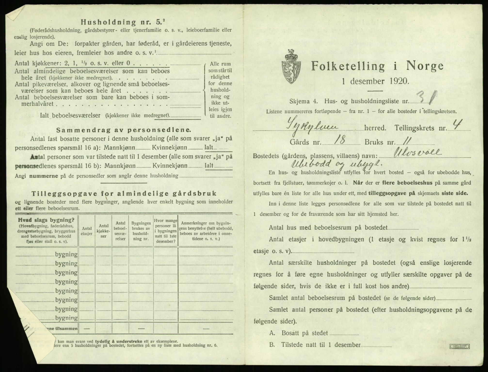 SAT, 1920 census for Sykkylven, 1920, p. 413