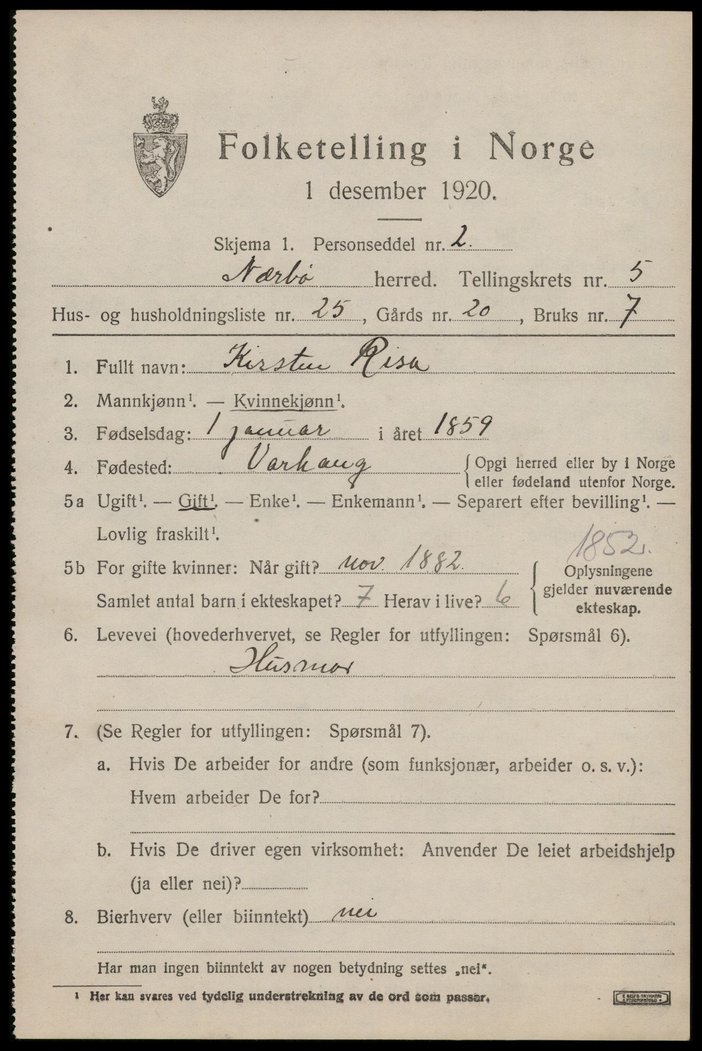 SAST, 1920 census for Nærbø, 1920, p. 3603