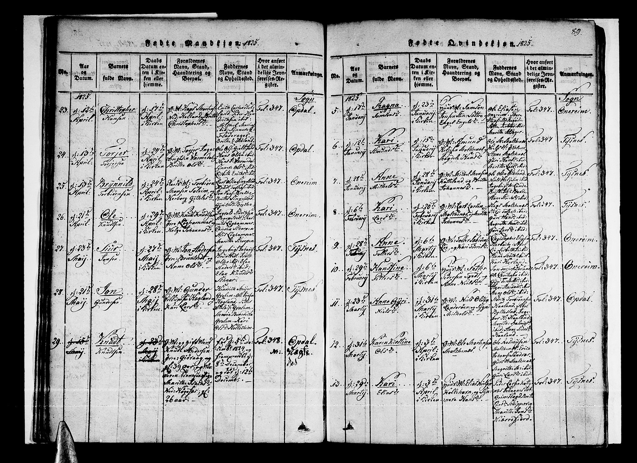 Tysnes sokneprestembete, AV/SAB-A-78601/H/Haa: Parish register (official) no. A 7, 1816-1826, p. 89