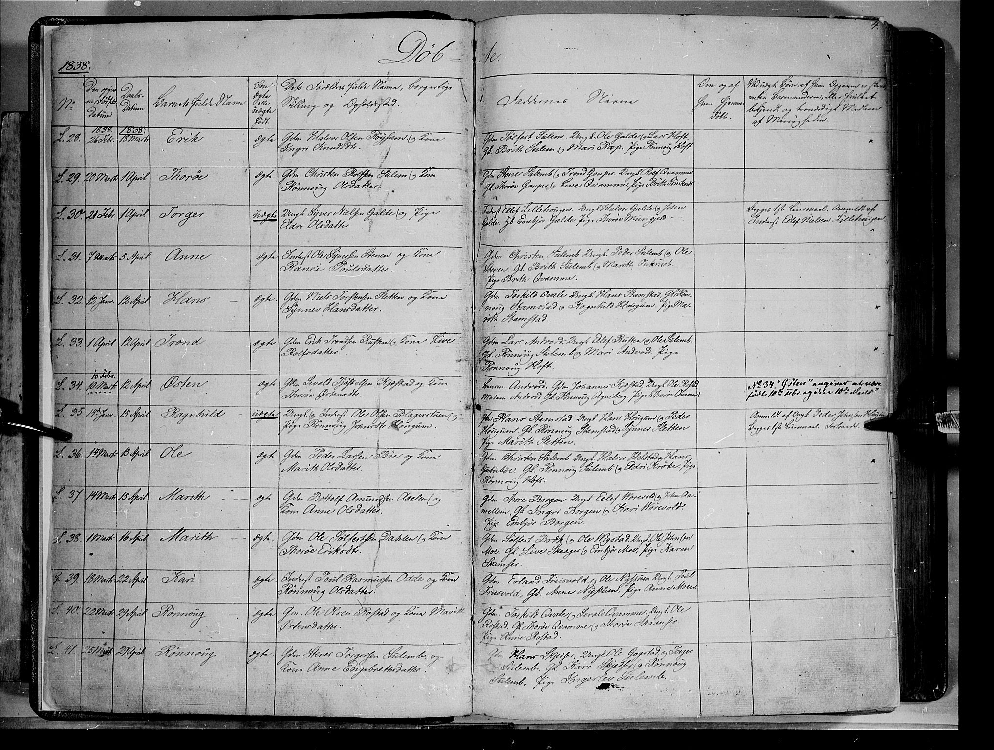Lom prestekontor, SAH/PREST-070/K/L0006: Parish register (official) no. 6A, 1837-1863, p. 4