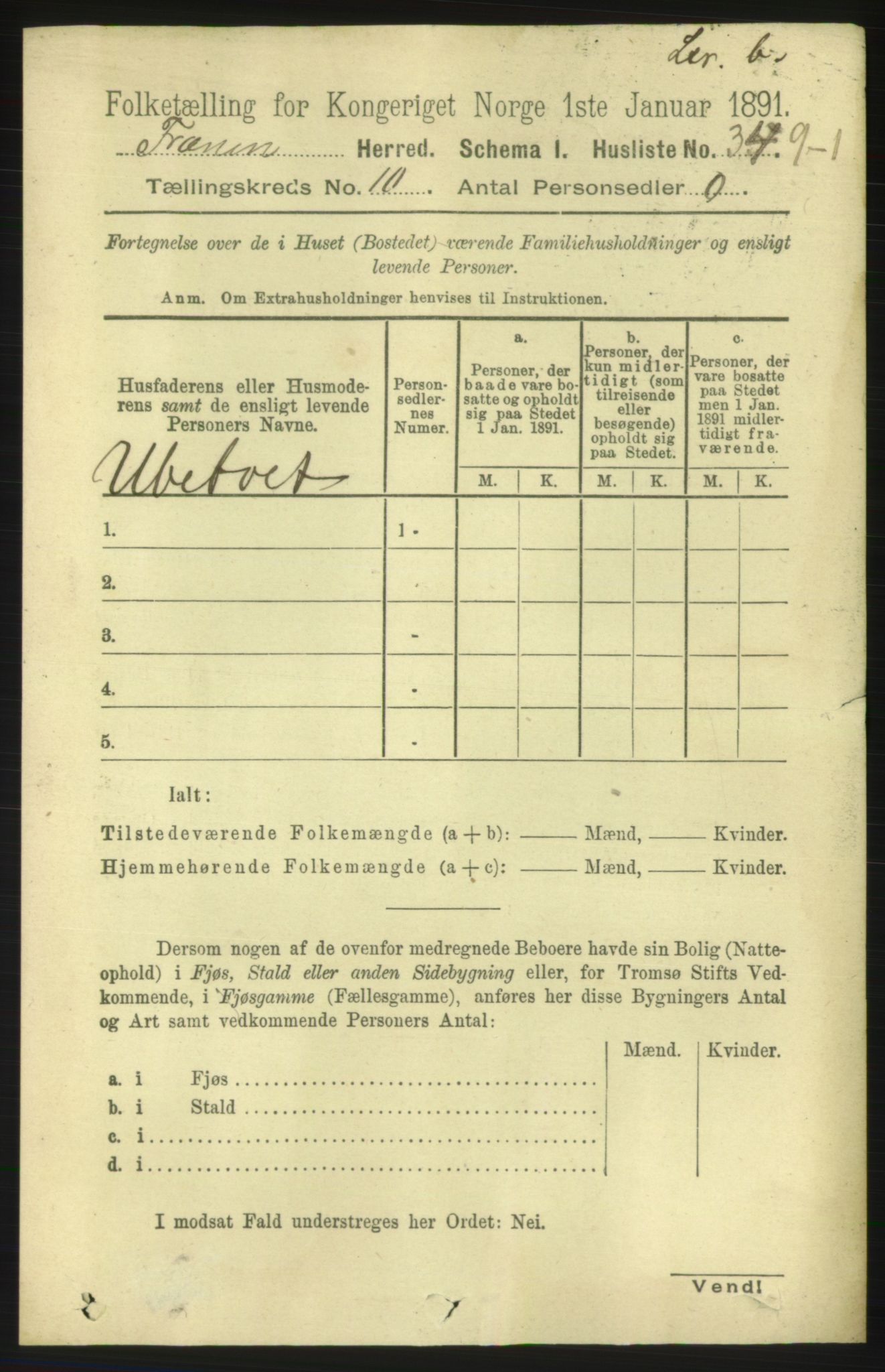 RA, 1891 census for 1548 Fræna, 1891, p. 3080