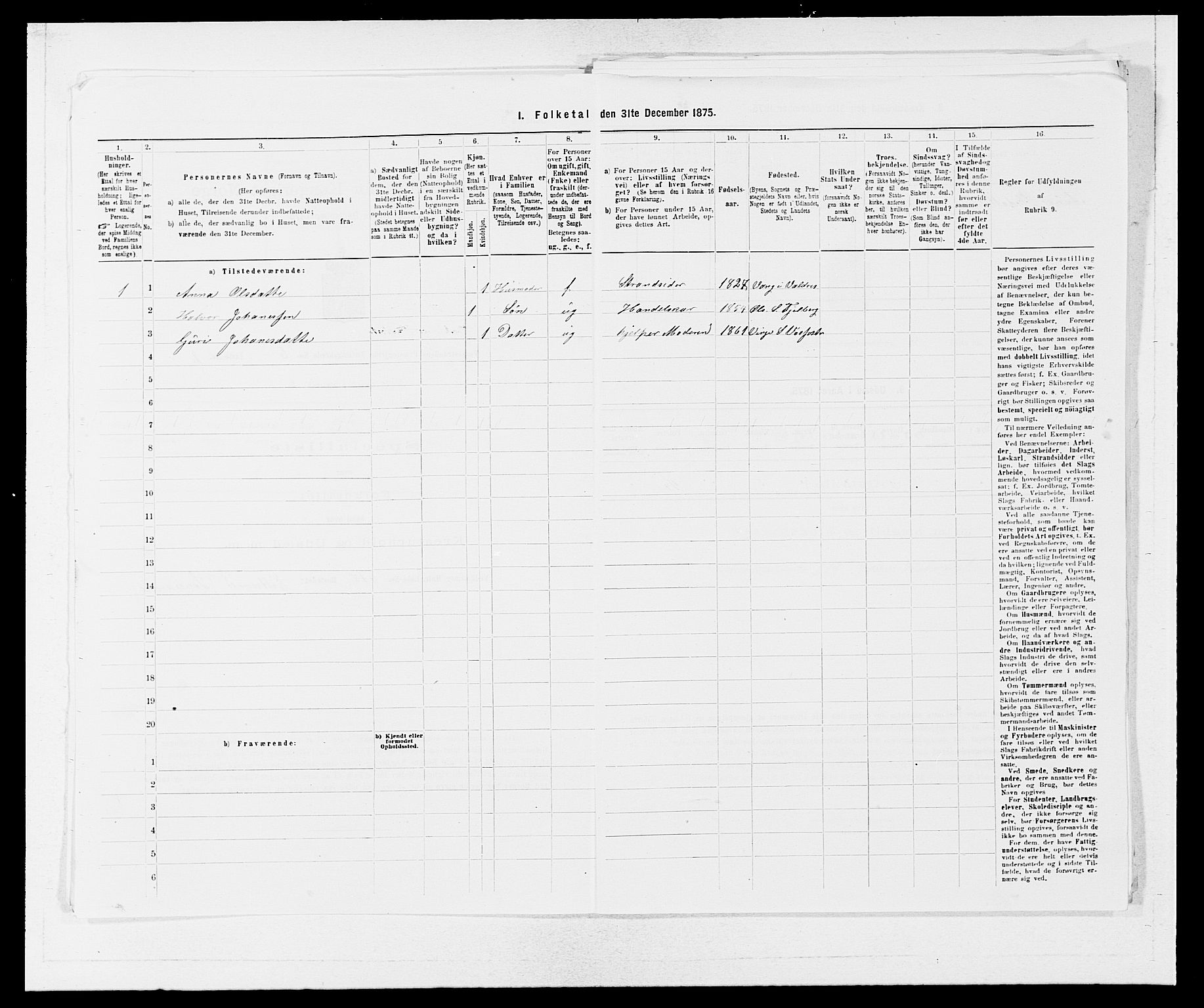 SAB, 1875 census for 1236P Vossestrand, 1875, p. 468