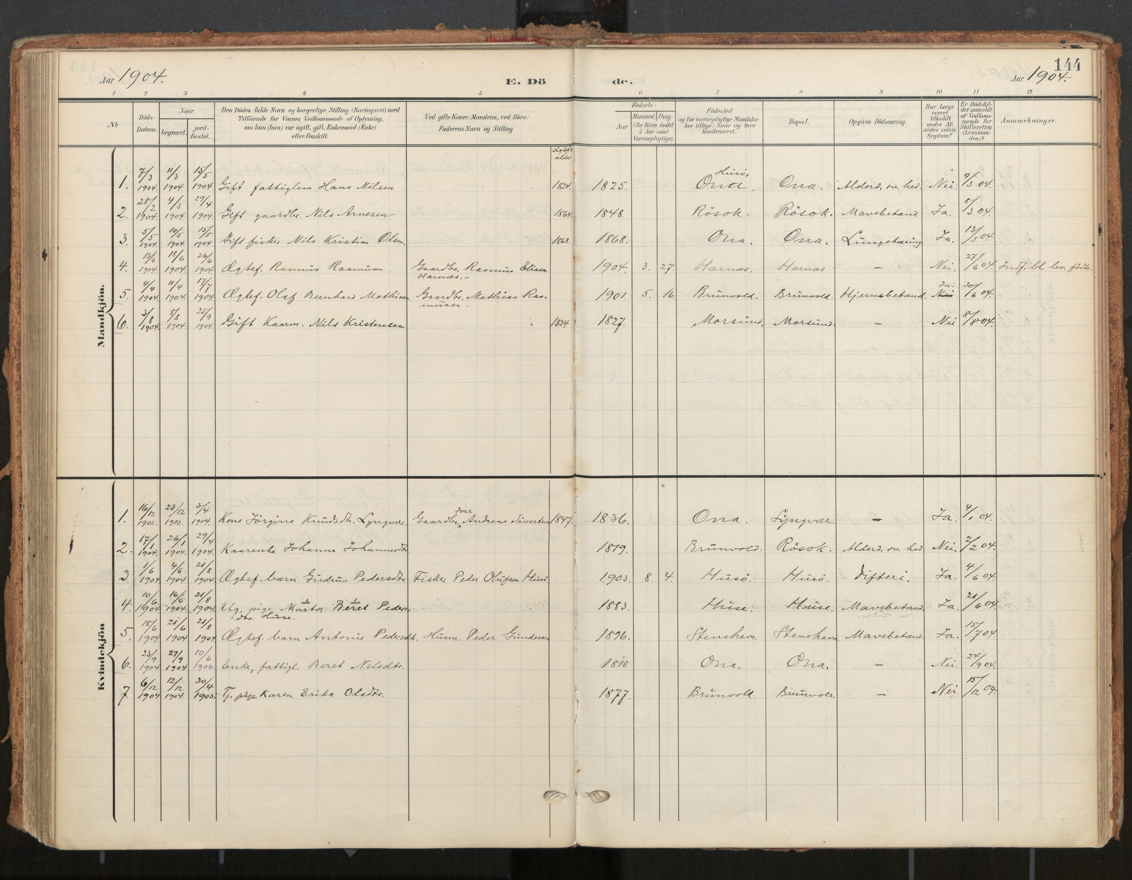 Ministerialprotokoller, klokkerbøker og fødselsregistre - Møre og Romsdal, AV/SAT-A-1454/561/L0730: Parish register (official) no. 561A04, 1901-1929, p. 144