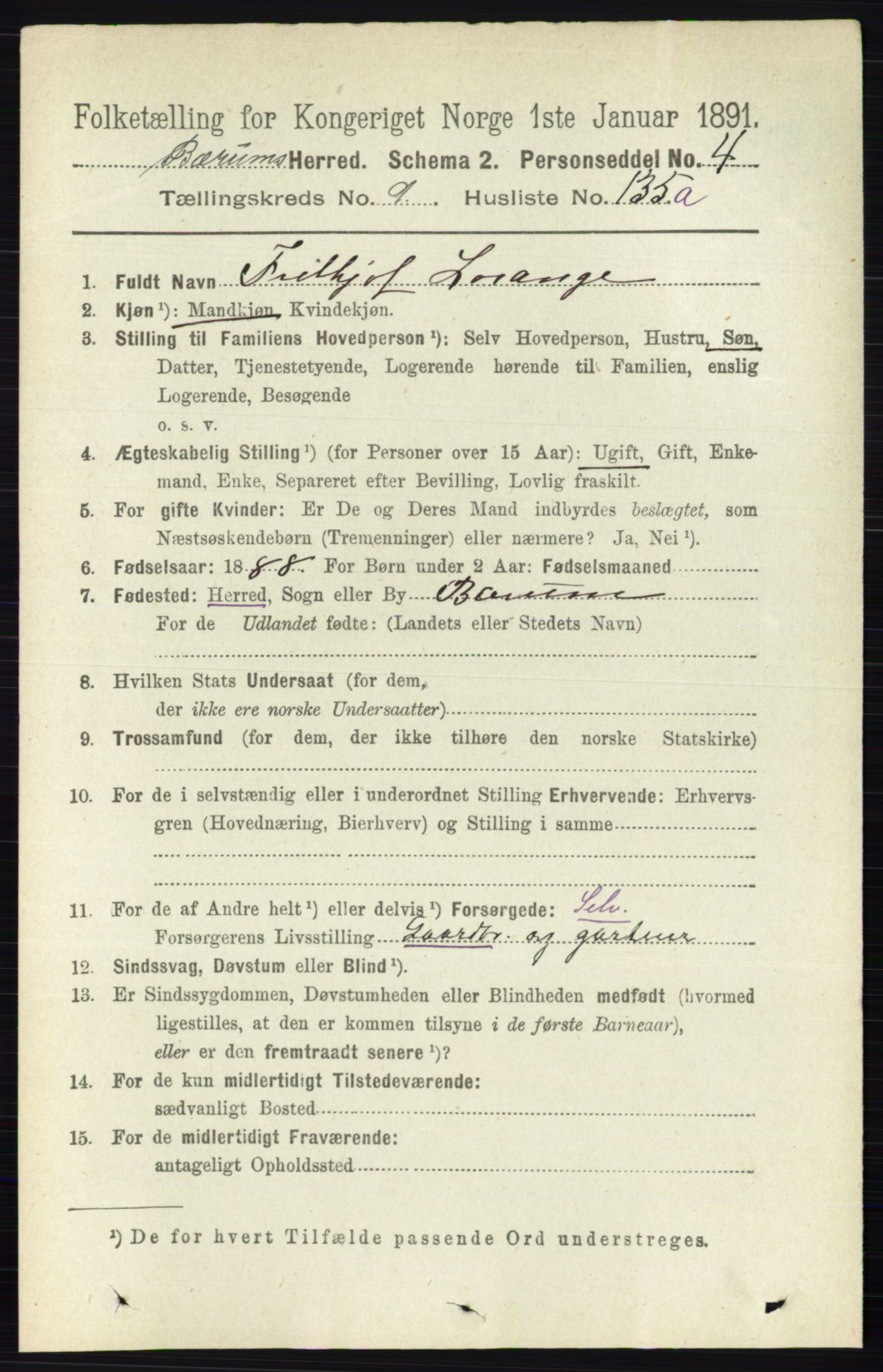 RA, 1891 census for 0219 Bærum, 1891, p. 6234