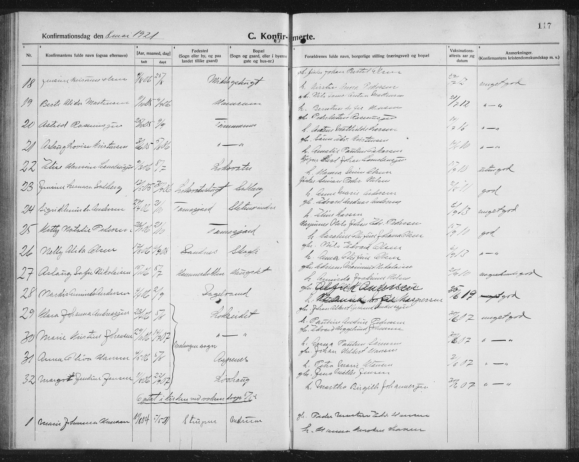 Balsfjord sokneprestembete, SATØ/S-1303/G/Ga/L0010klokker: Parish register (copy) no. 10, 1921-1936, p. 117