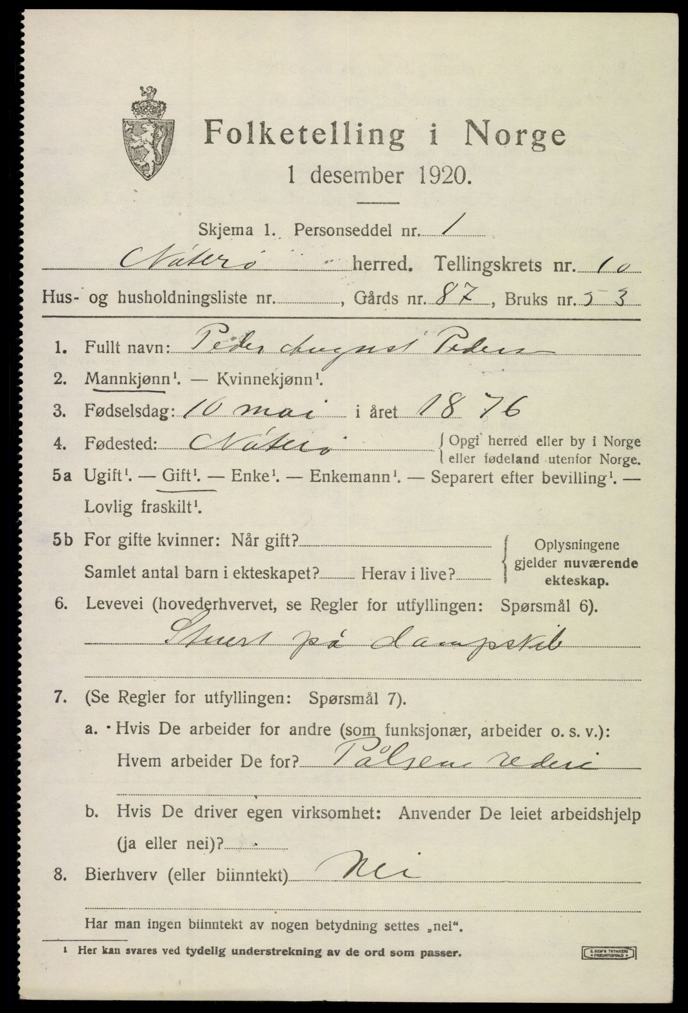 SAKO, 1920 census for Nøtterøy, 1920, p. 13527