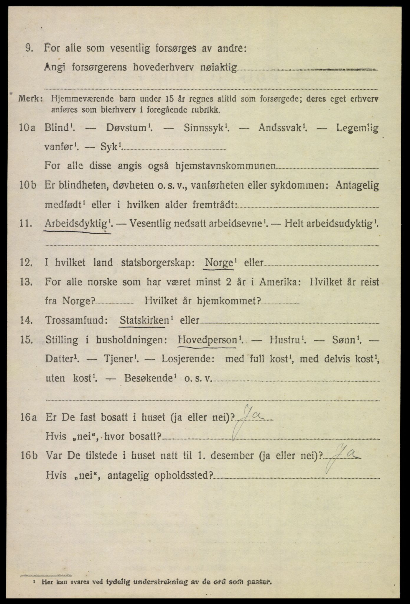 SAH, 1920 census for Eina, 1920, p. 2923