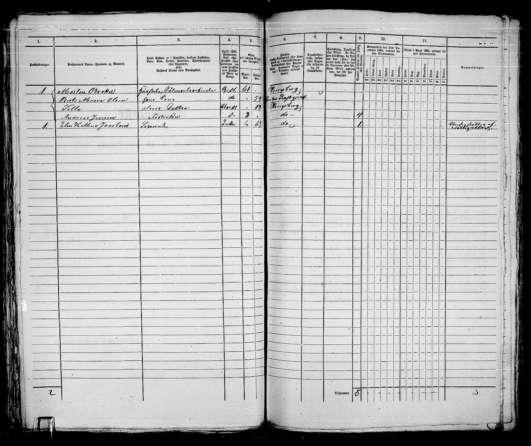 RA, 1865 census for Kongsberg/Kongsberg, 1865, p. 800