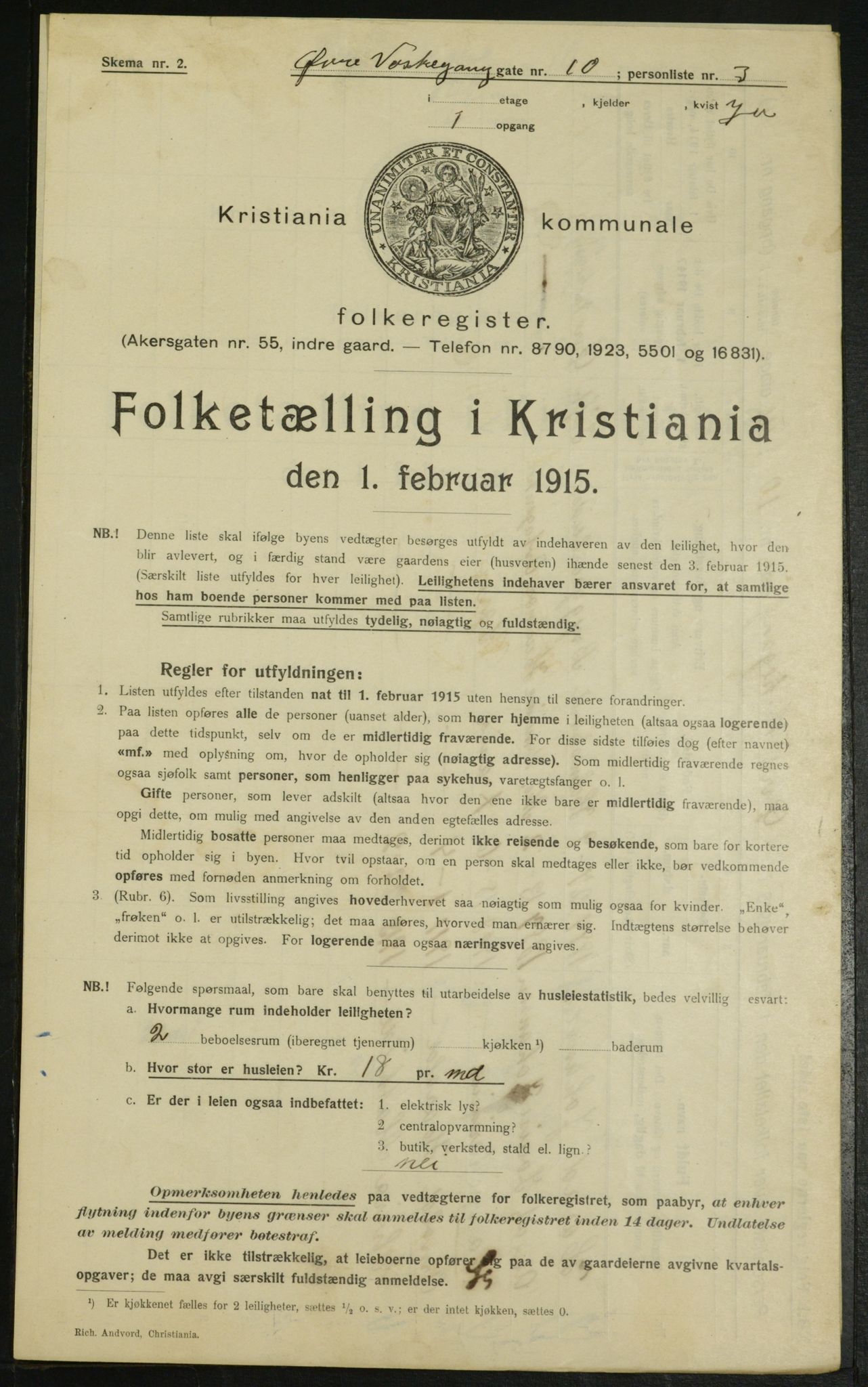 OBA, Municipal Census 1915 for Kristiania, 1915, p. 130671