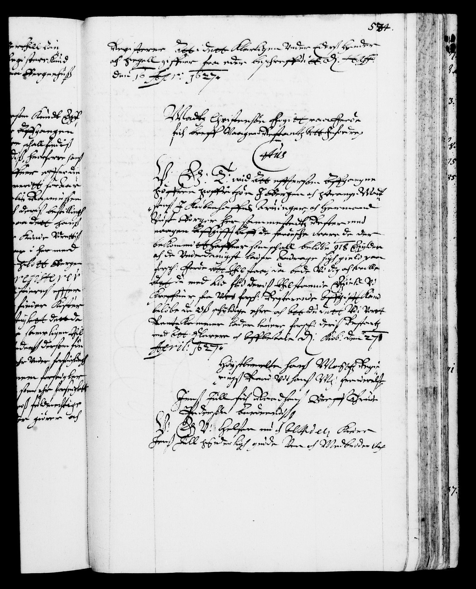 Danske Kanselli 1572-1799, AV/RA-EA-3023/F/Fc/Fca/Fcab/L0004: Norske tegnelser (mikrofilm), 1617-1627, p. 584a