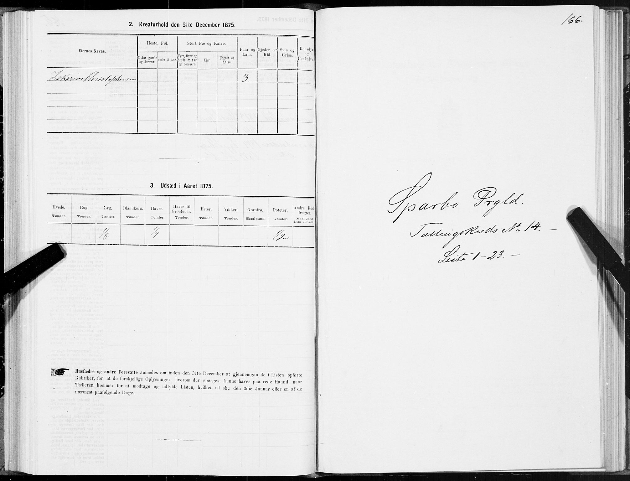 SAT, 1875 census for 1731P Sparbu, 1875, p. 5166