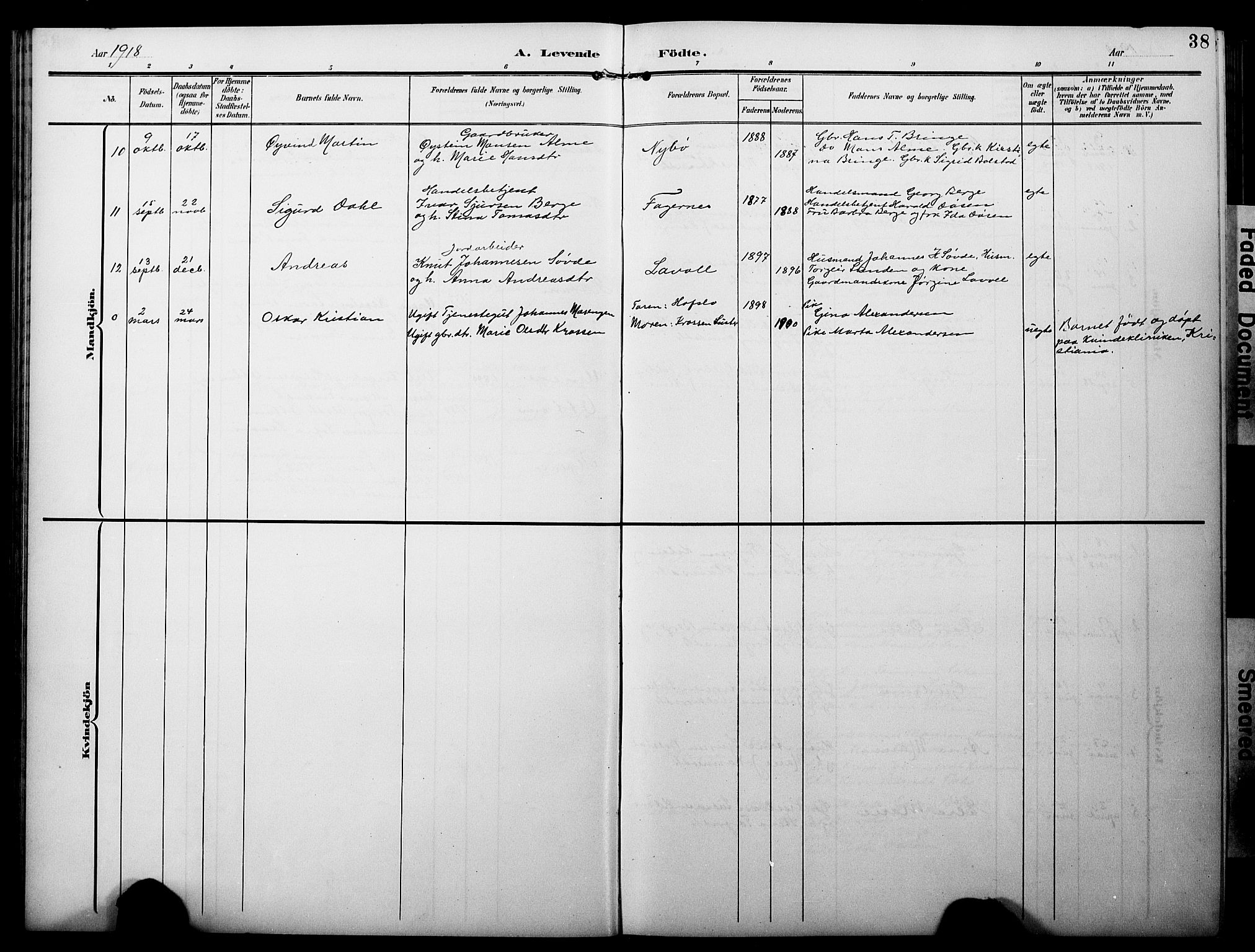 Luster sokneprestembete, AV/SAB-A-81101/H/Hab/Haba/L0001: Parish register (copy) no. A 1, 1903-1930, p. 38