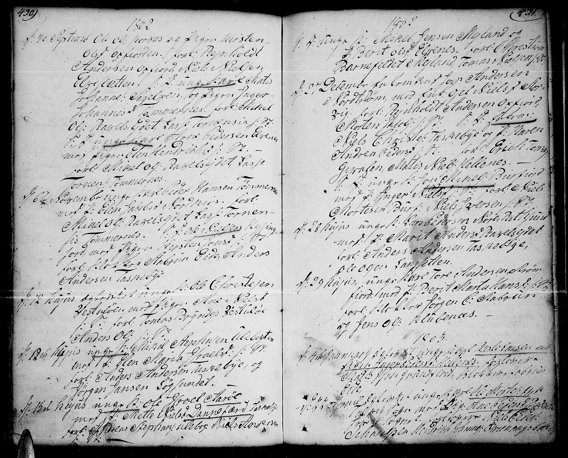 Skjervøy sokneprestkontor, SATØ/S-1300/H/Ha/Haa/L0002kirke: Parish register (official) no. 2, 1781-1817, p. 430-431