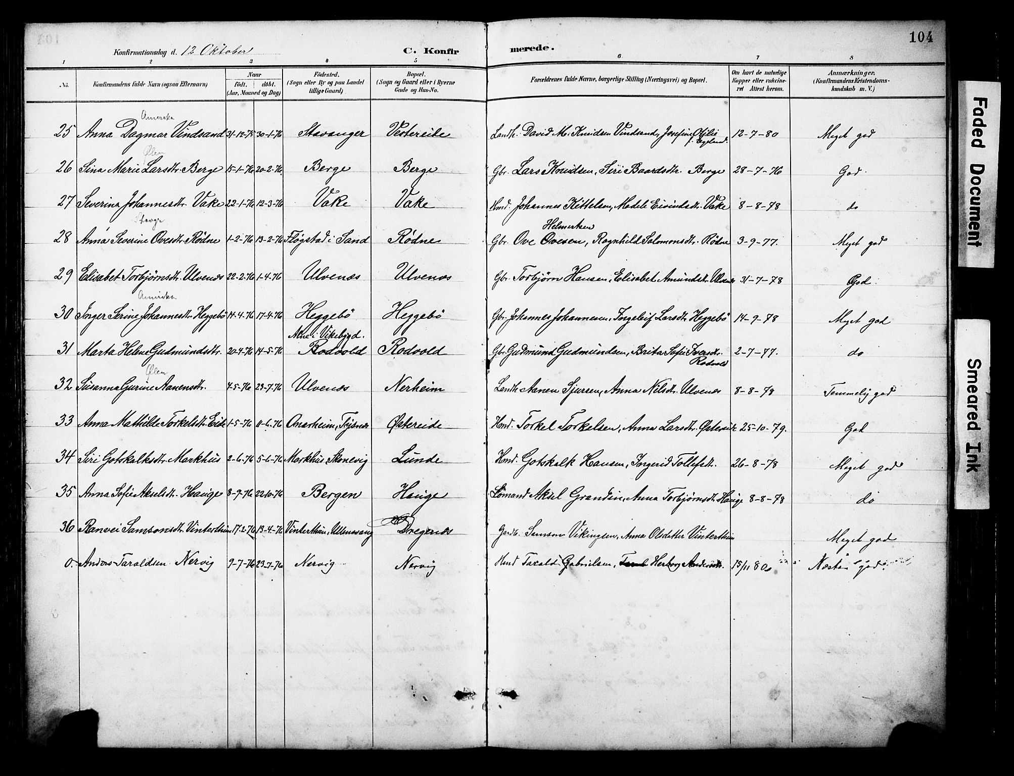 Ølen Sokneprestembete, AV/SAB-A-79201/H/Hab: Parish register (copy) no. A 4, 1888-1930, p. 104