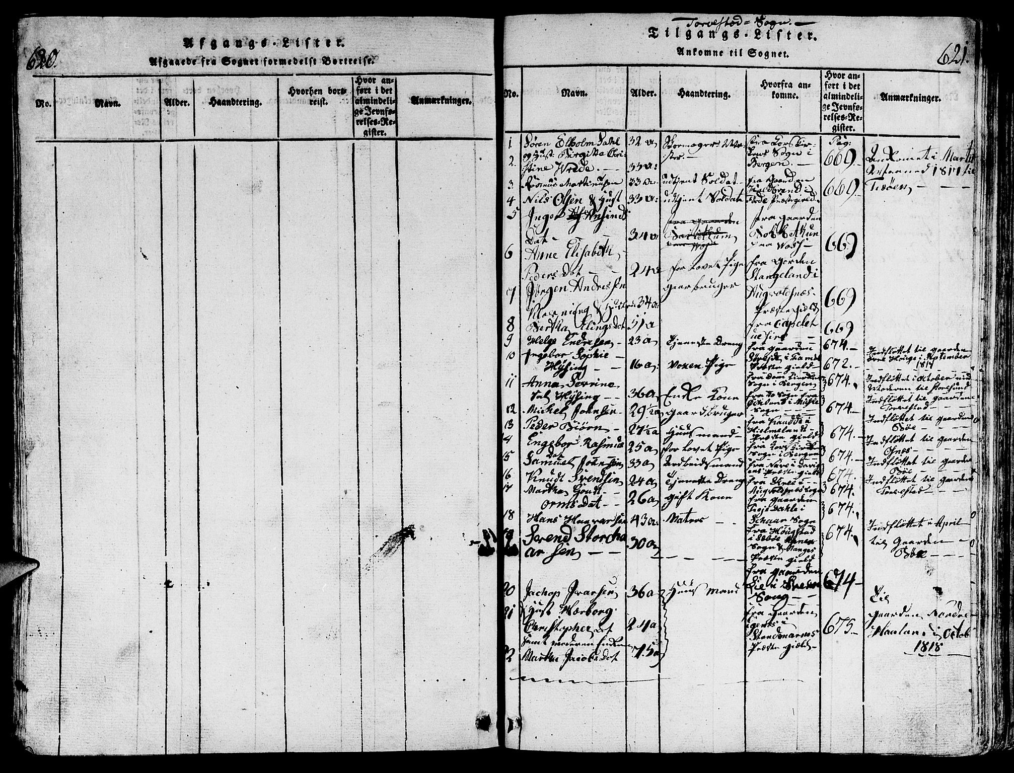 Torvastad sokneprestkontor, SAST/A -101857/H/Ha/Hab/L0001: Parish register (copy) no. B 1 /1, 1817-1835, p. 620-621