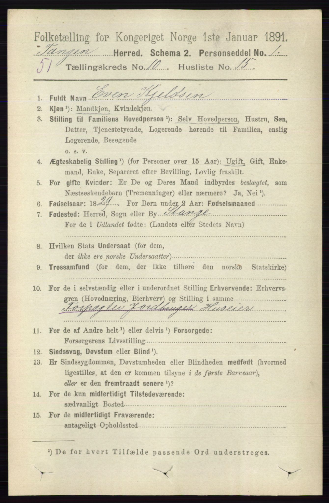 RA, 1891 census for 0417 Stange, 1891, p. 6873