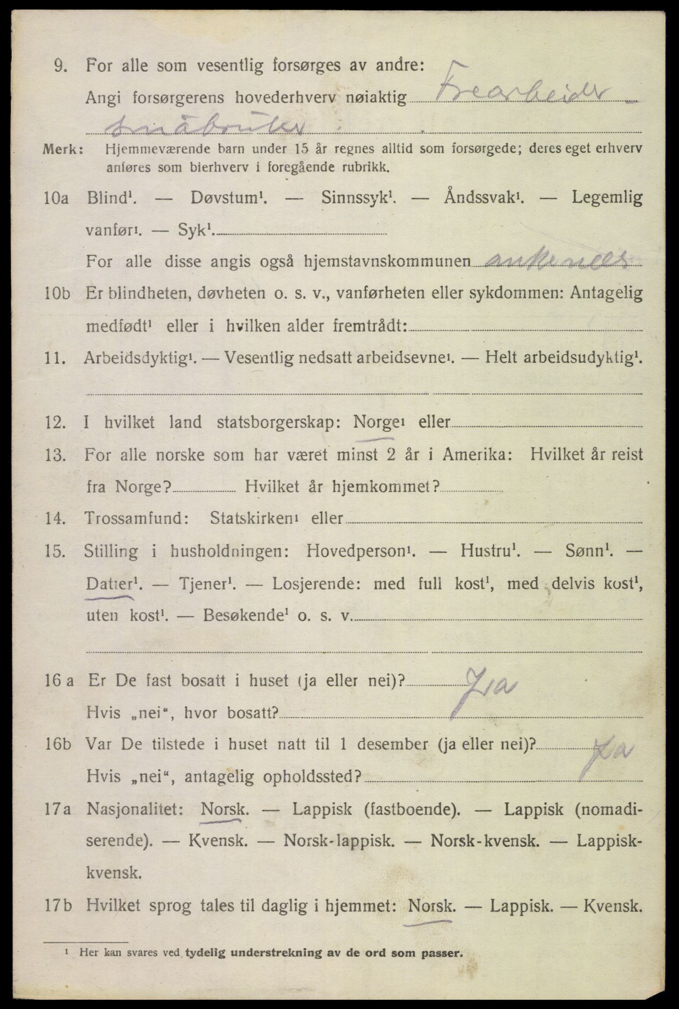 SAT, 1920 census for Ankenes, 1920, p. 4912