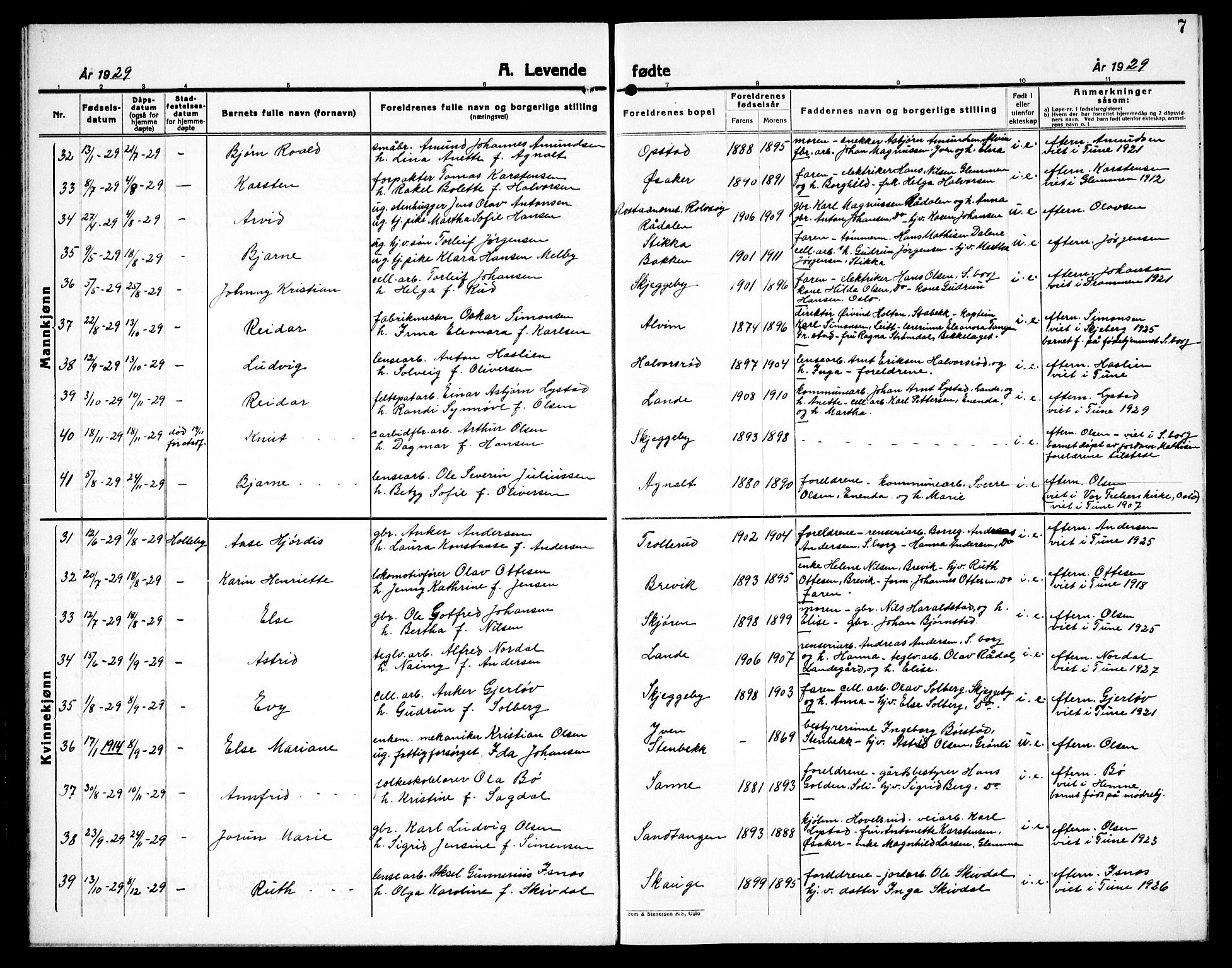 Tune prestekontor Kirkebøker, AV/SAO-A-2007/G/Ga/L0005: Parish register (copy) no. I 5, 1929-1939, p. 7